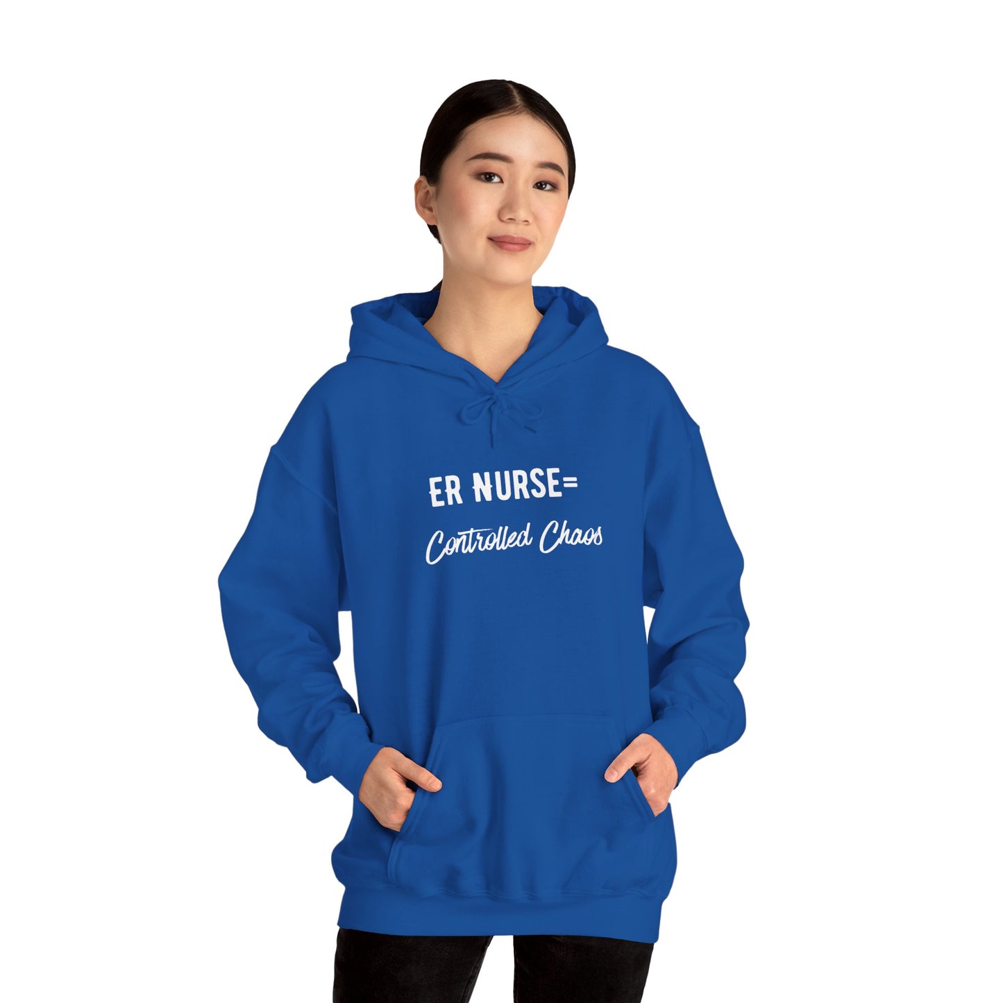 ER Nurse Hoodie clean design with color-matched drawcord