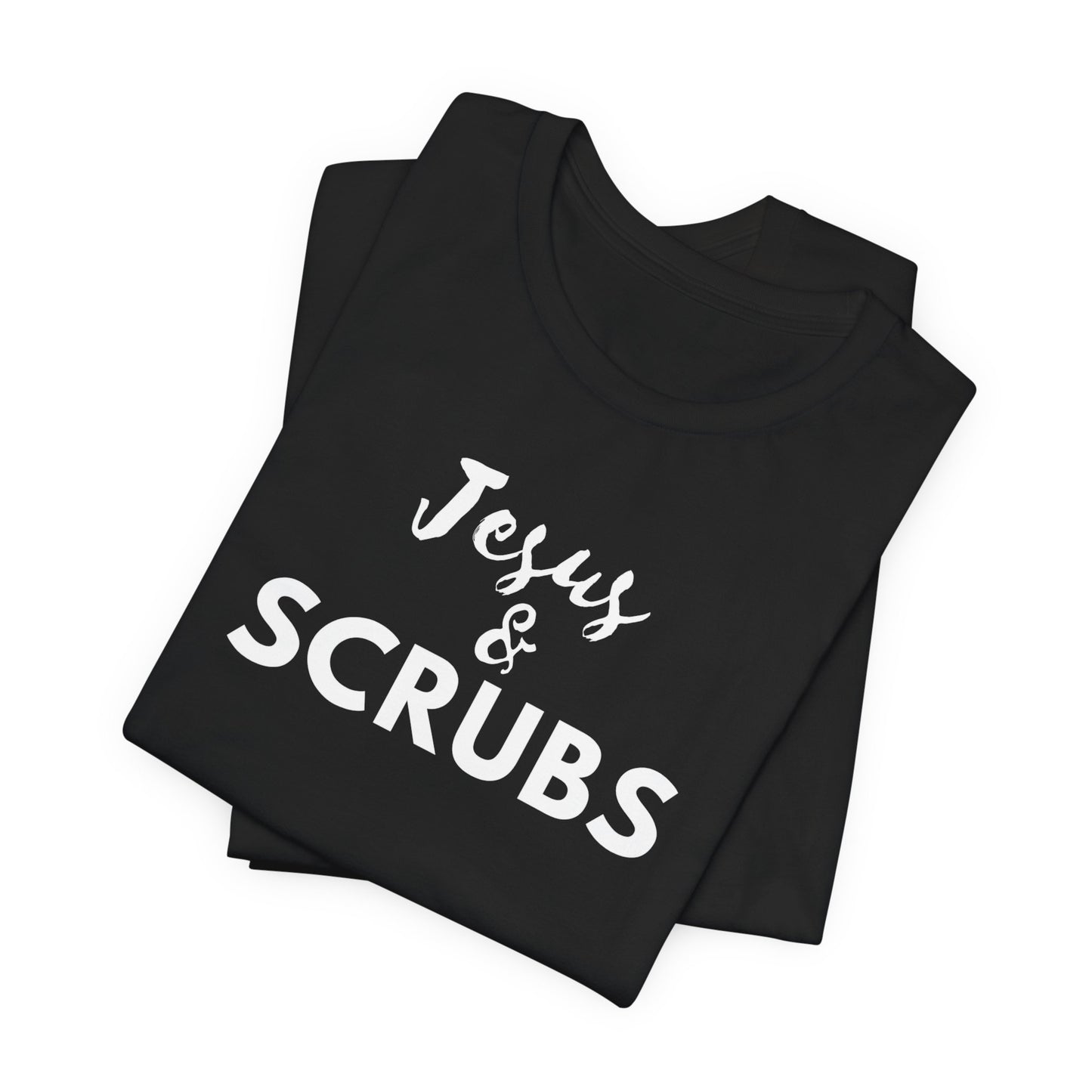Jesus and Scrubs Nurse T-Shirt showing sleeve print detail