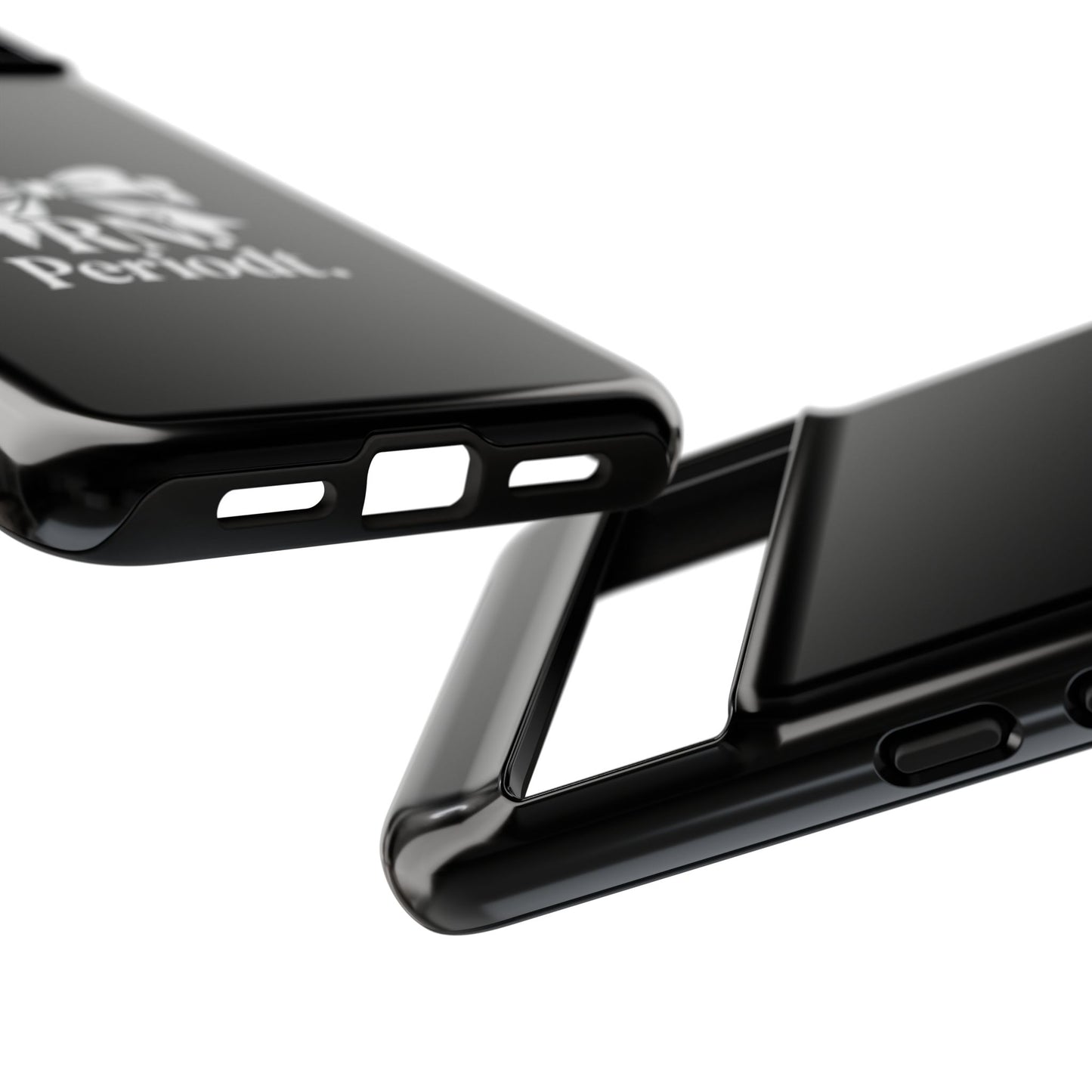 Front view of RN Phone Case with bold white bow print