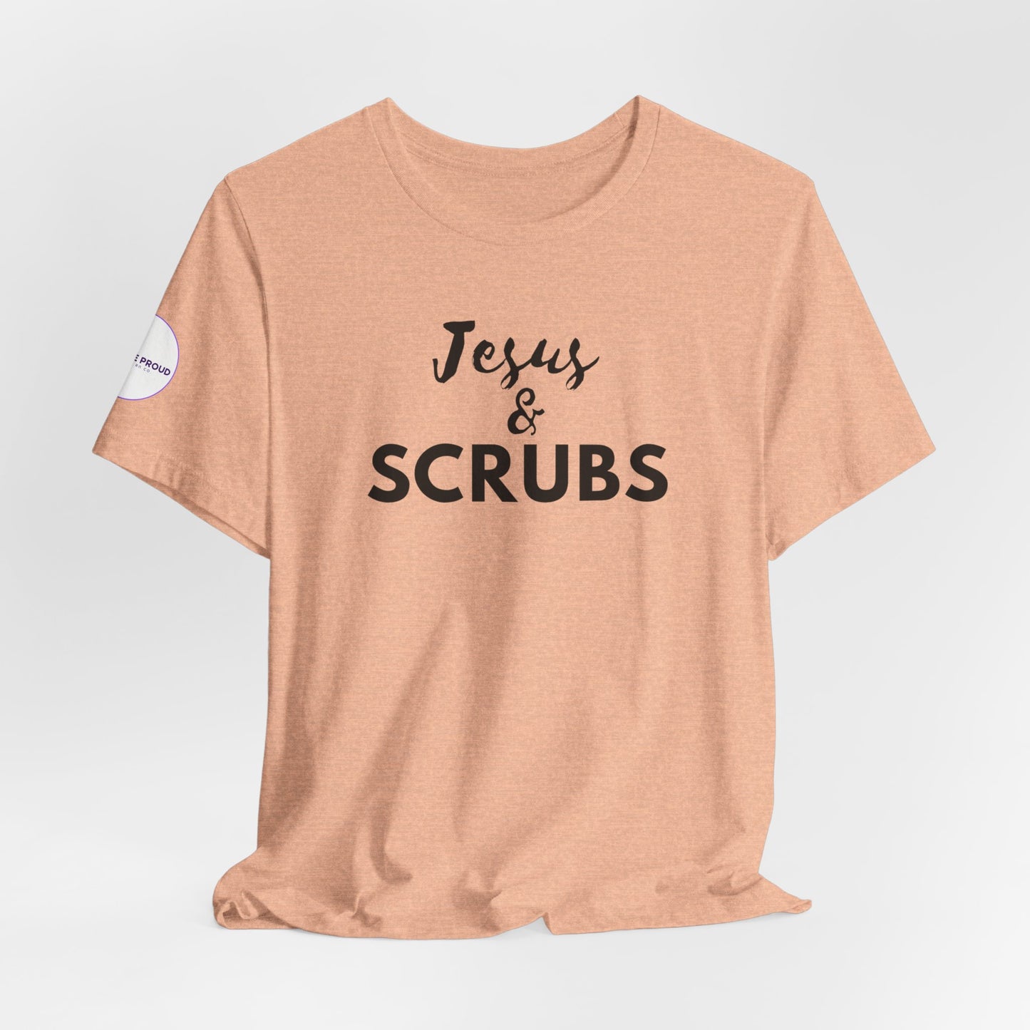 Jesus and Scrubs Nurse T-Shirt showing sleeve print detail