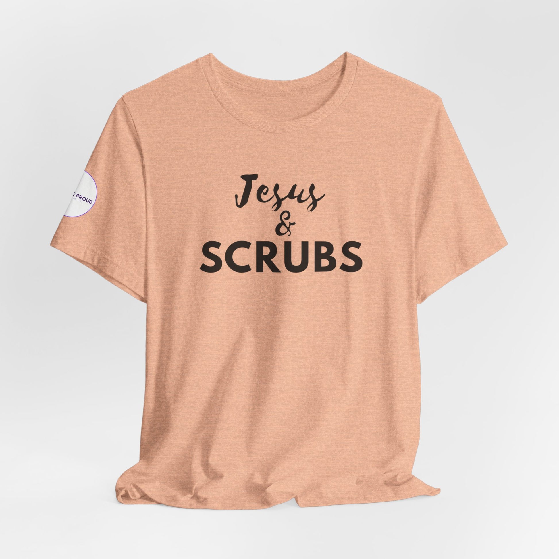 Jesus and Scrubs Nurse T-Shirt showing sleeve print detail