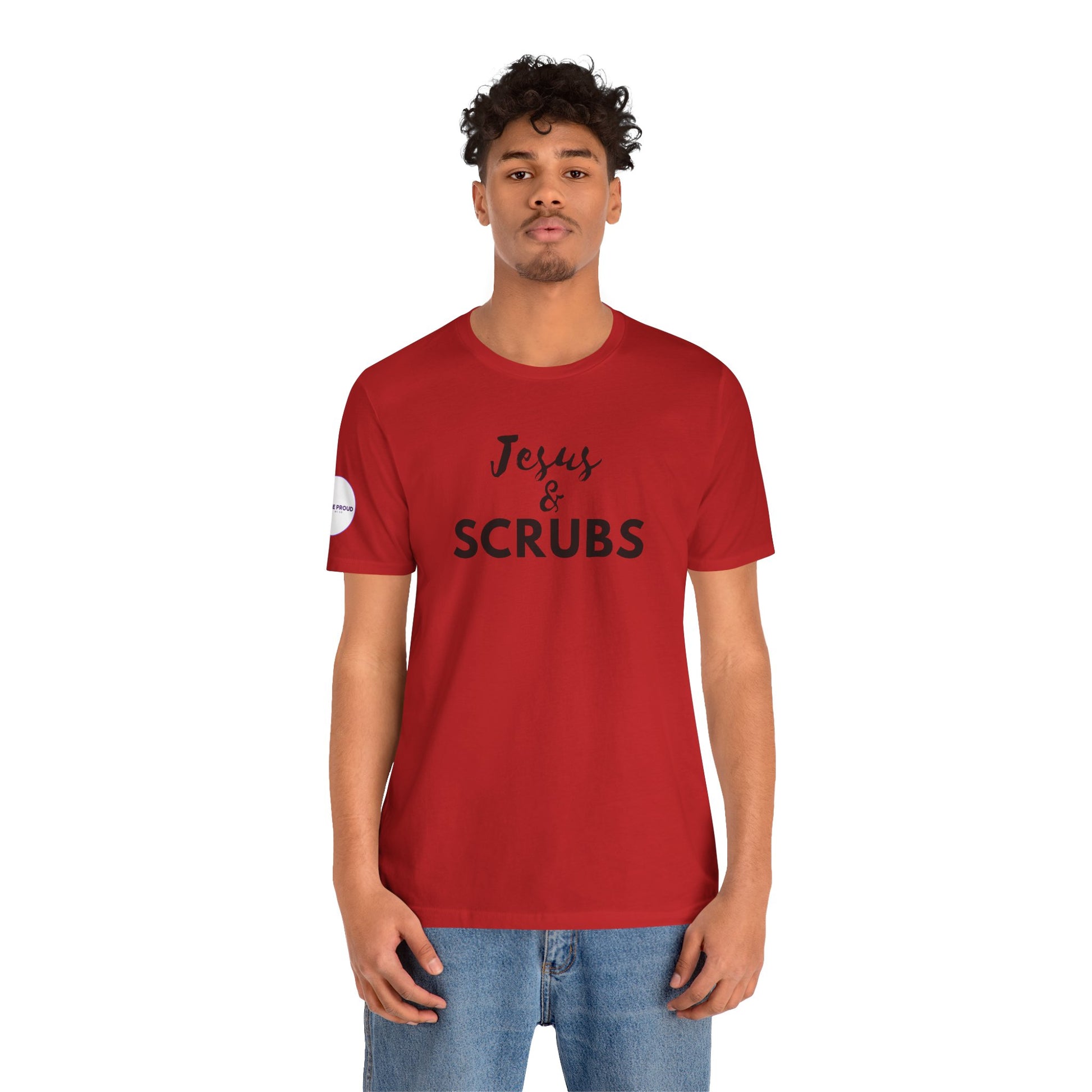 Jesus and Scrubs Nurse T-Shirt showing sleeve print detail