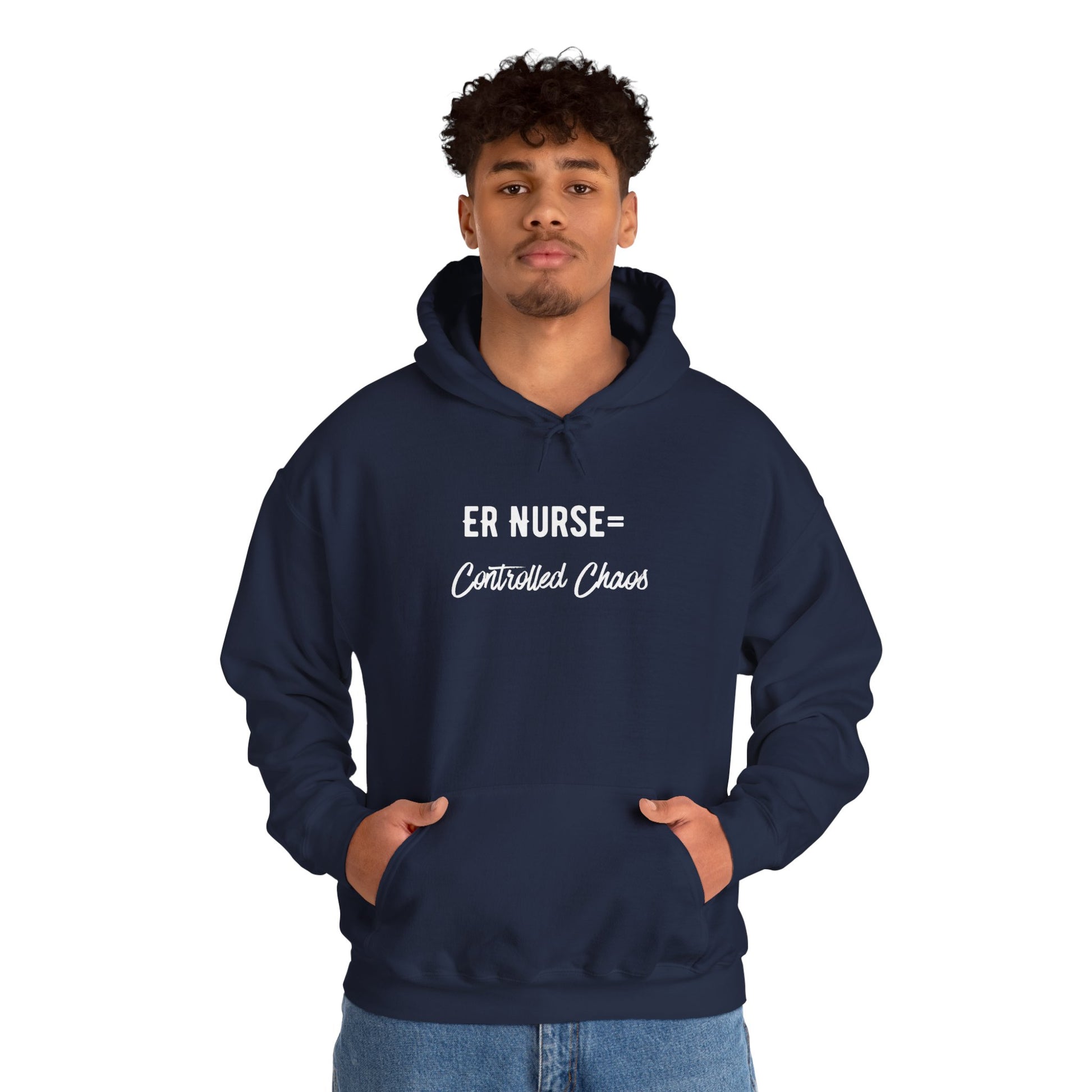 ER Nurse Hoodie clean design with color-matched drawcord