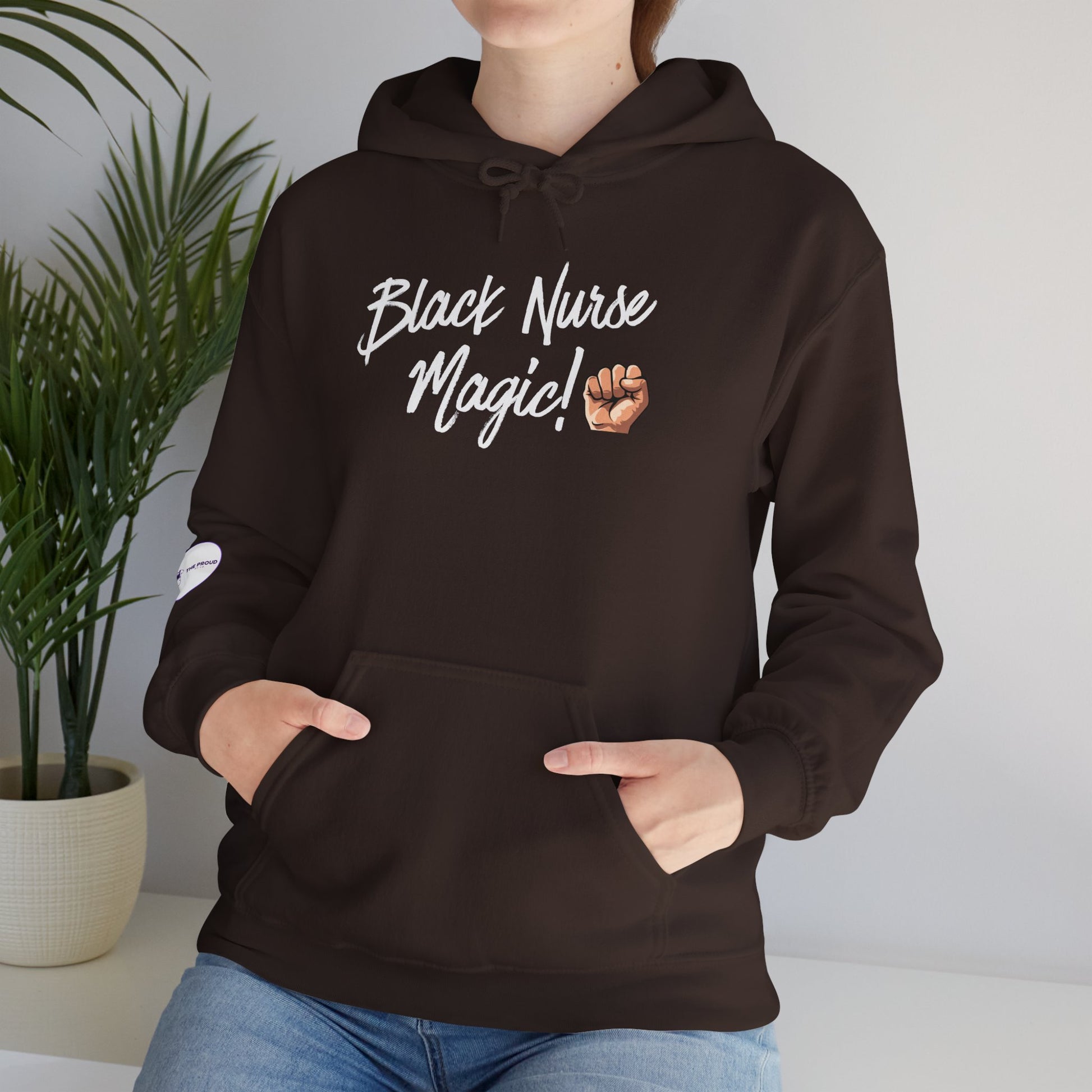 Black Nurse Magic Hoodie cozy fleece pullover for nurses