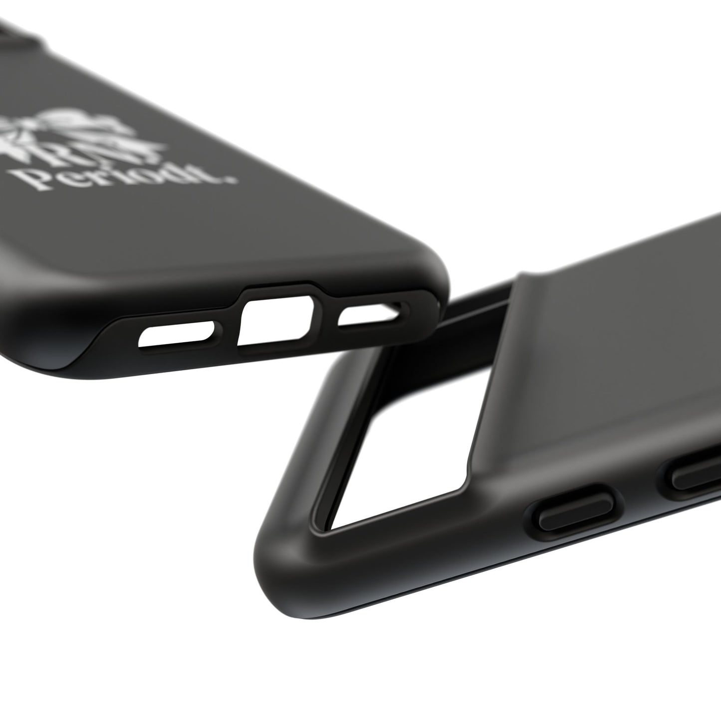 Front view of RN Phone Case with bold white bow print
