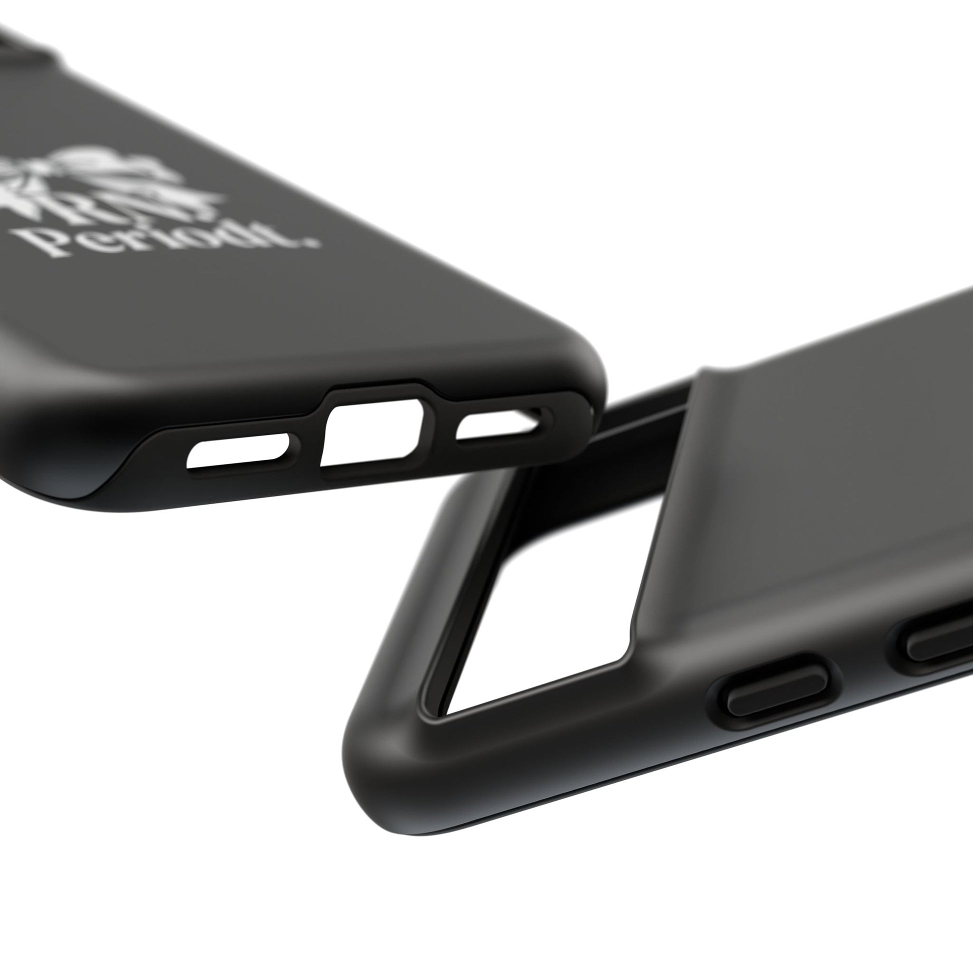 Front view of RN Phone Case with bold white bow print