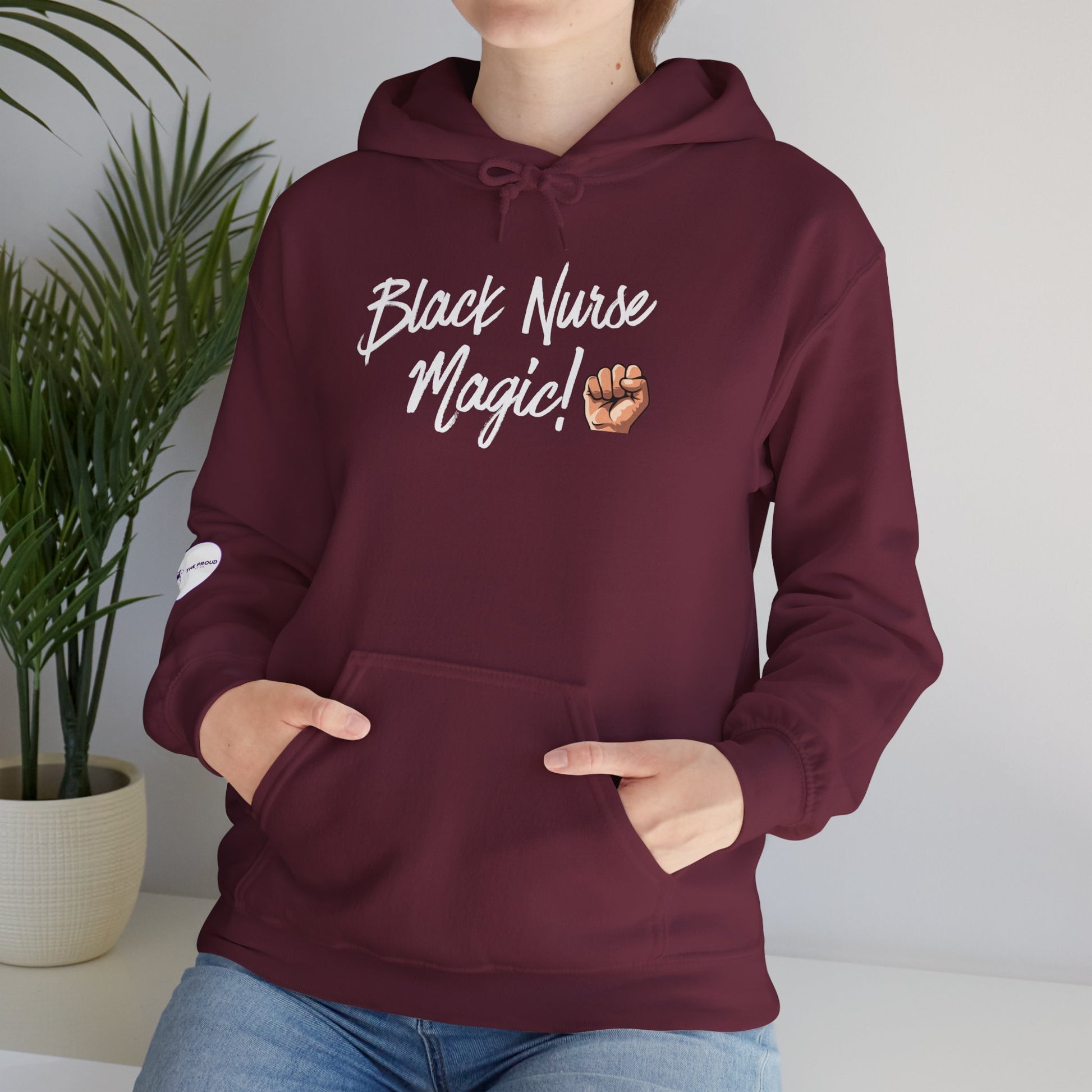 Black Nurse Magic Hoodie cozy fleece pullover for nurses