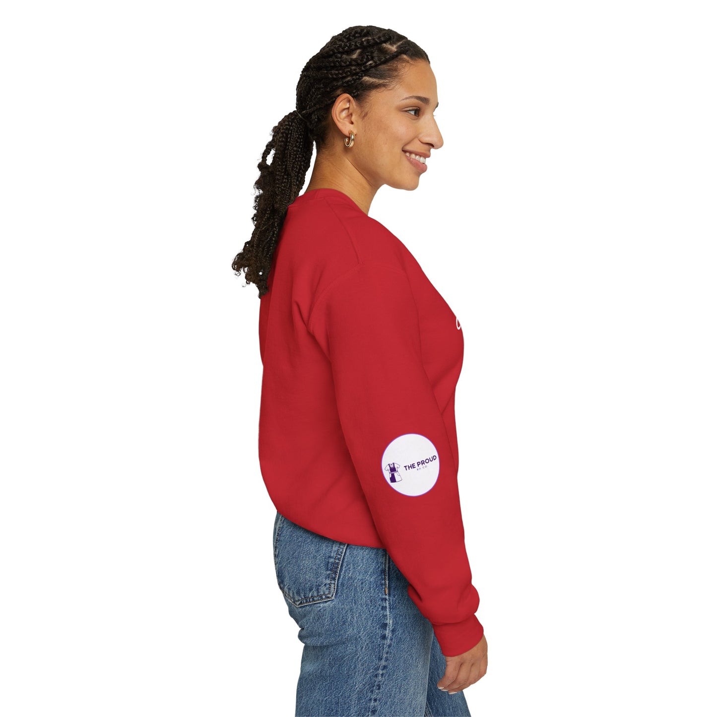 Side view of ICU Nurse Sweatshirt with ribbed collar