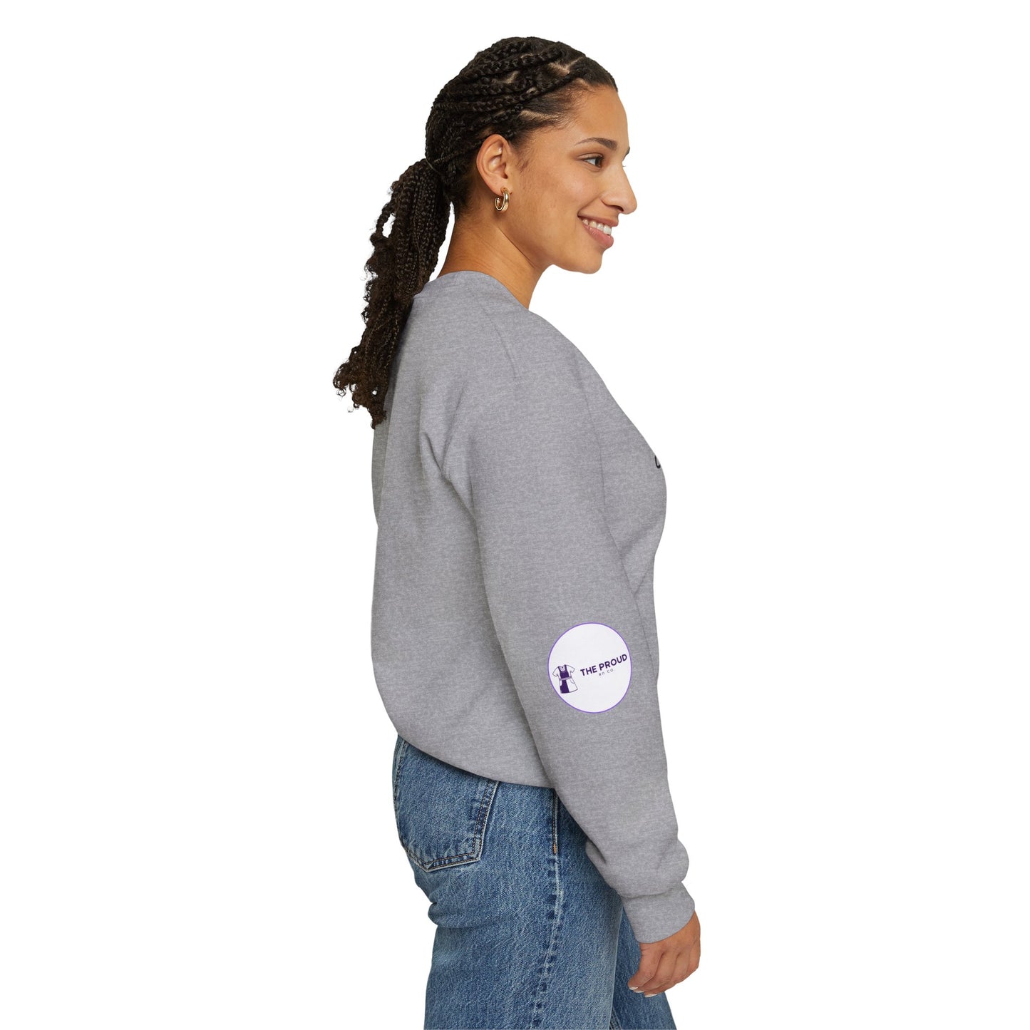 Side view of ICU Nurse Sweatshirt with ribbed collar
