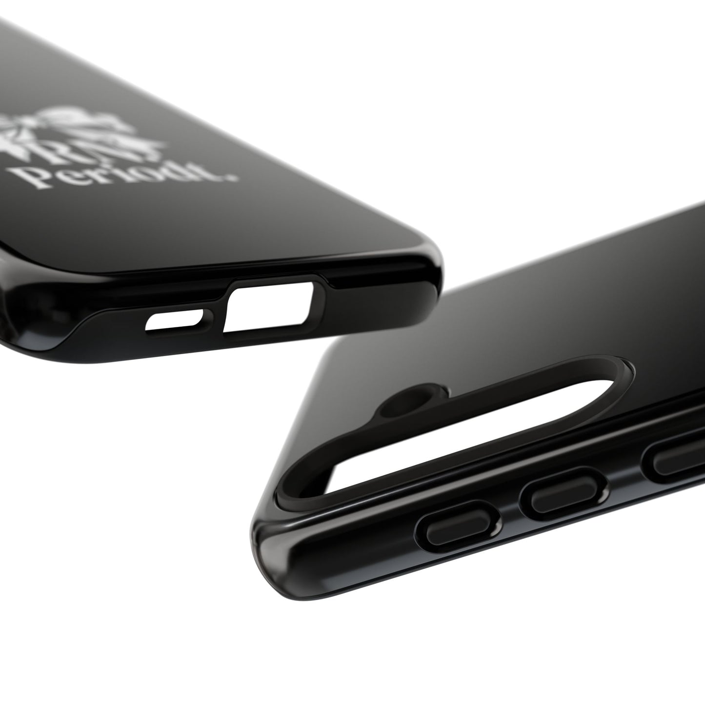 Front view of RN Phone Case with bold white bow print