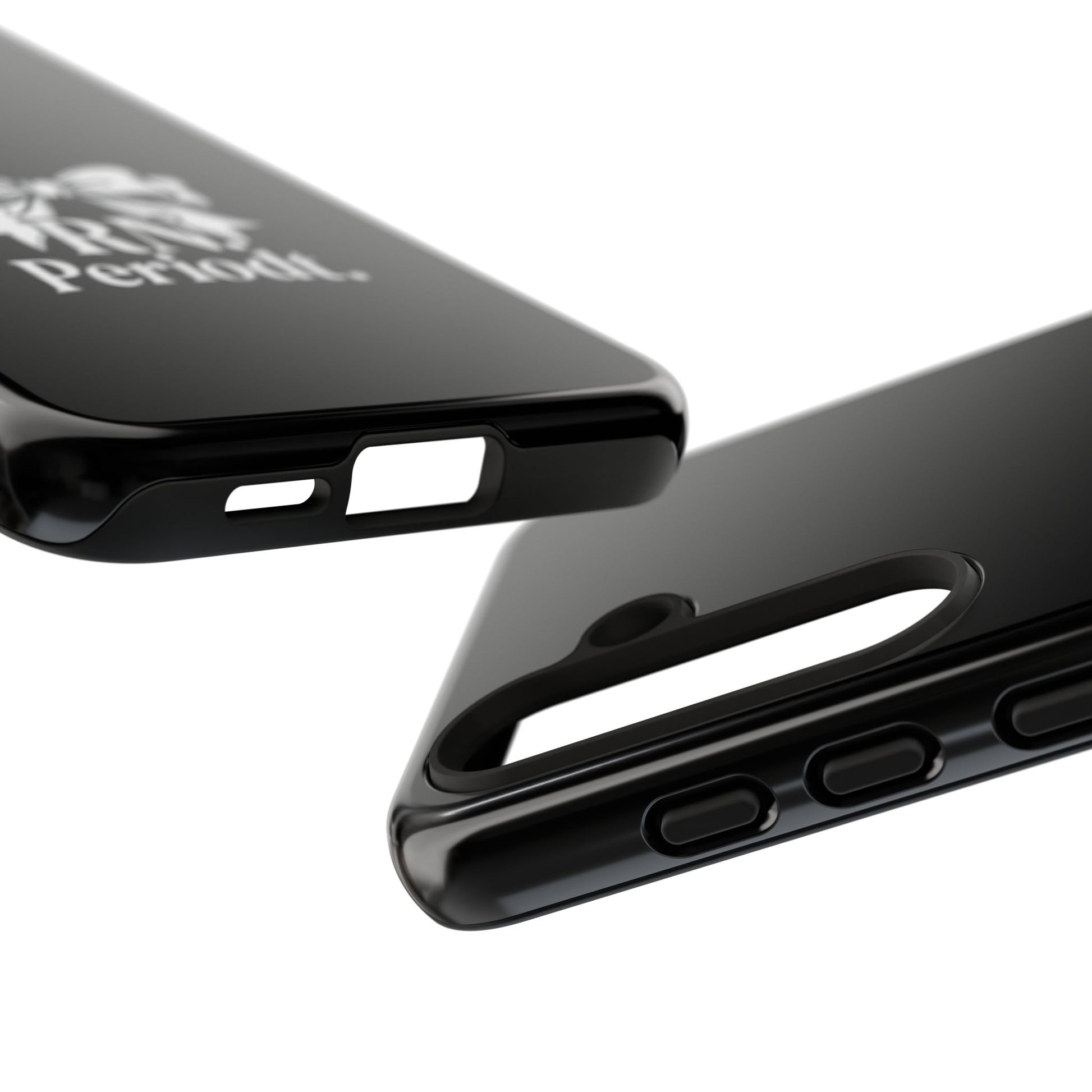 Front view of RN Phone Case with bold white bow print