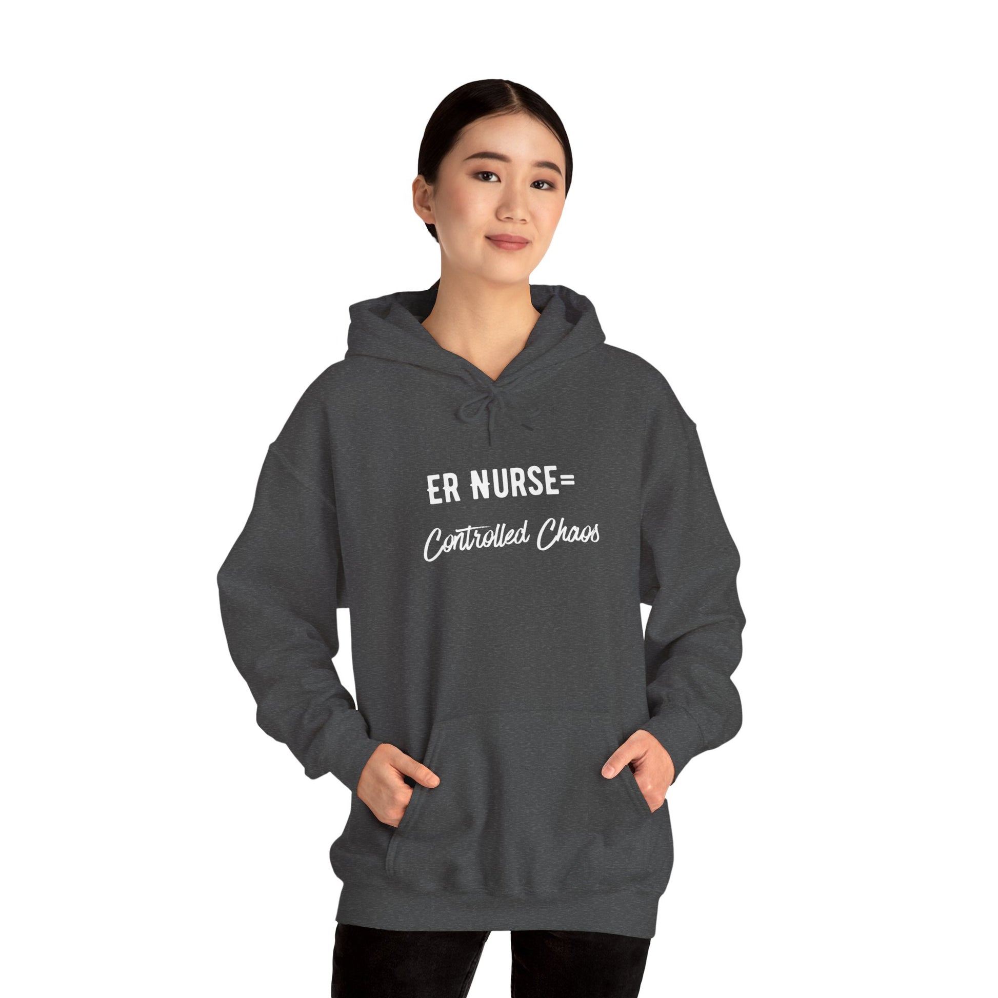 ER Nurse Hoodie clean design with color-matched drawcord