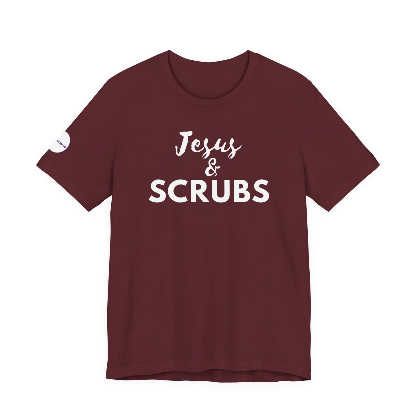 Jesus and Scrubs Nurse T-Shirt showing sleeve print detail