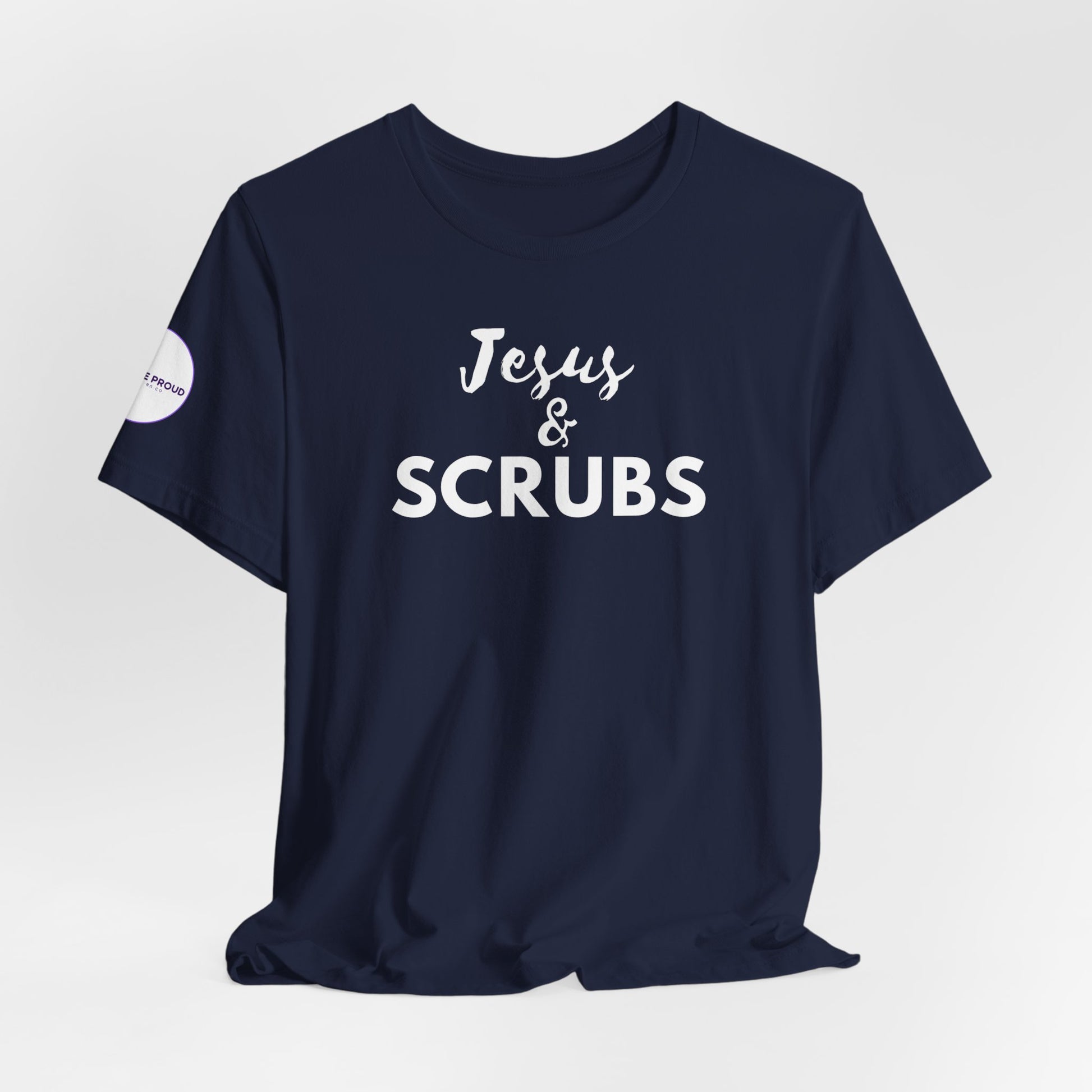 Jesus and Scrubs Nurse T-Shirt showing sleeve print detail