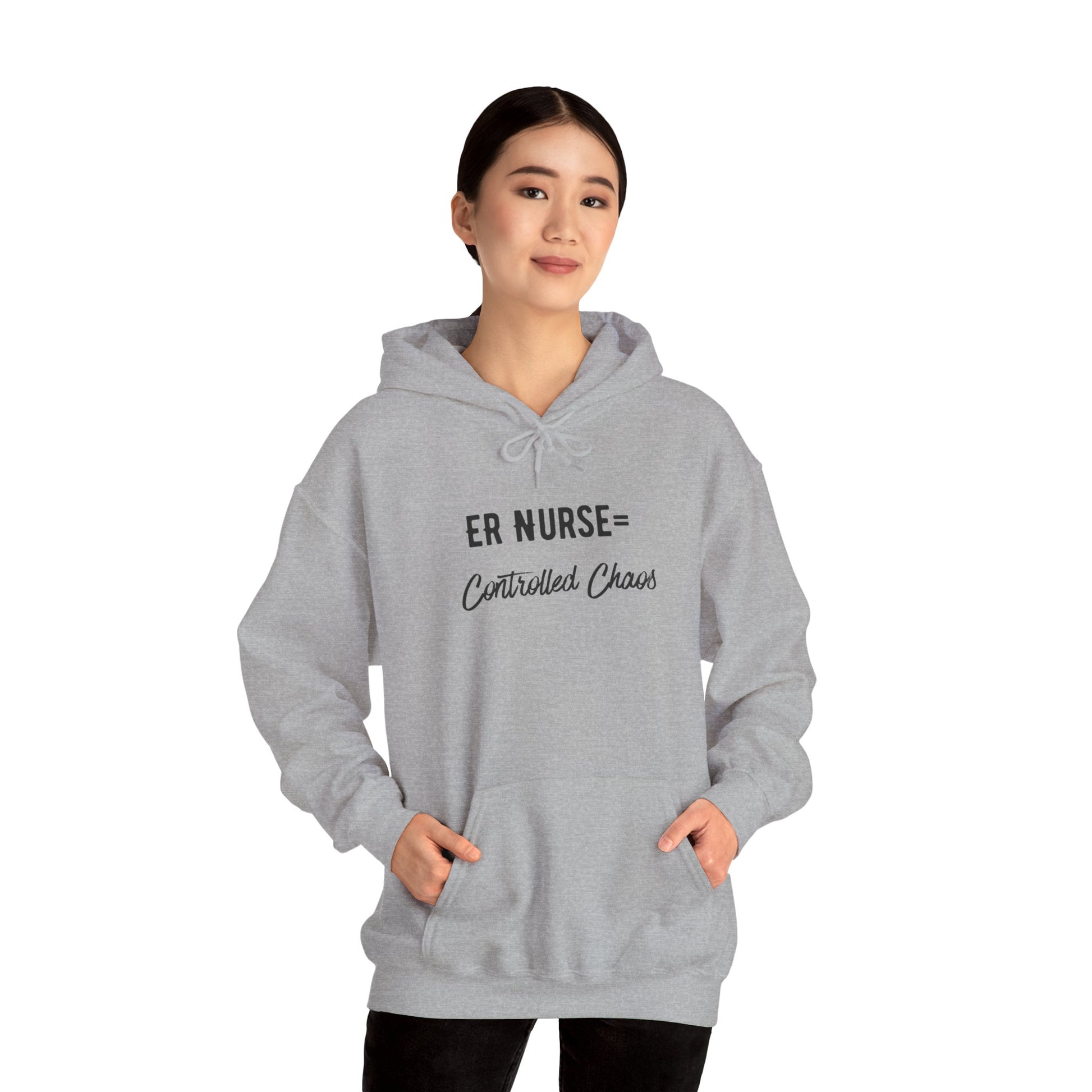 ER Nurse Hoodie clean design with color-matched drawcord