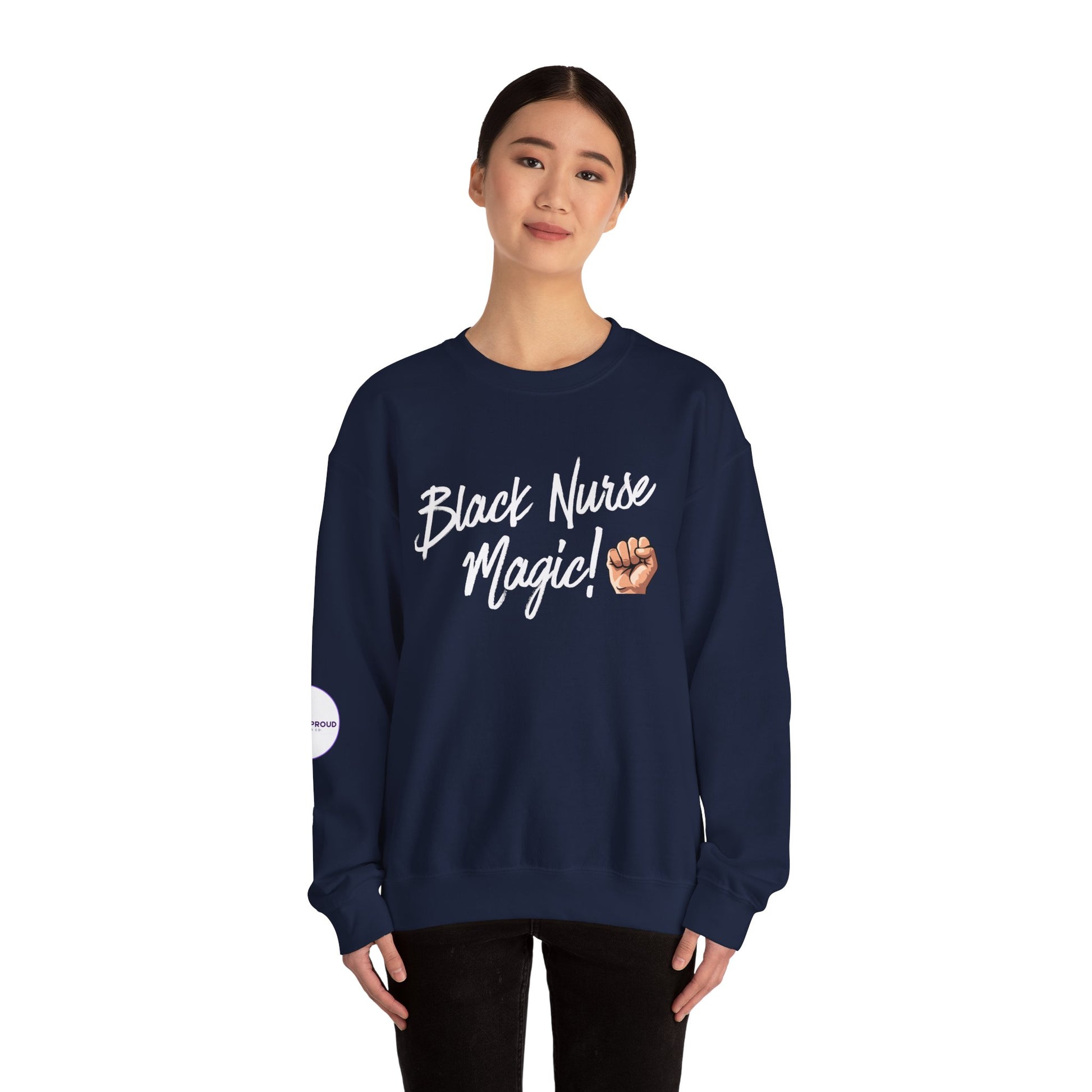 Back view of Black Nurse Sweatshirt with double-needle stitching