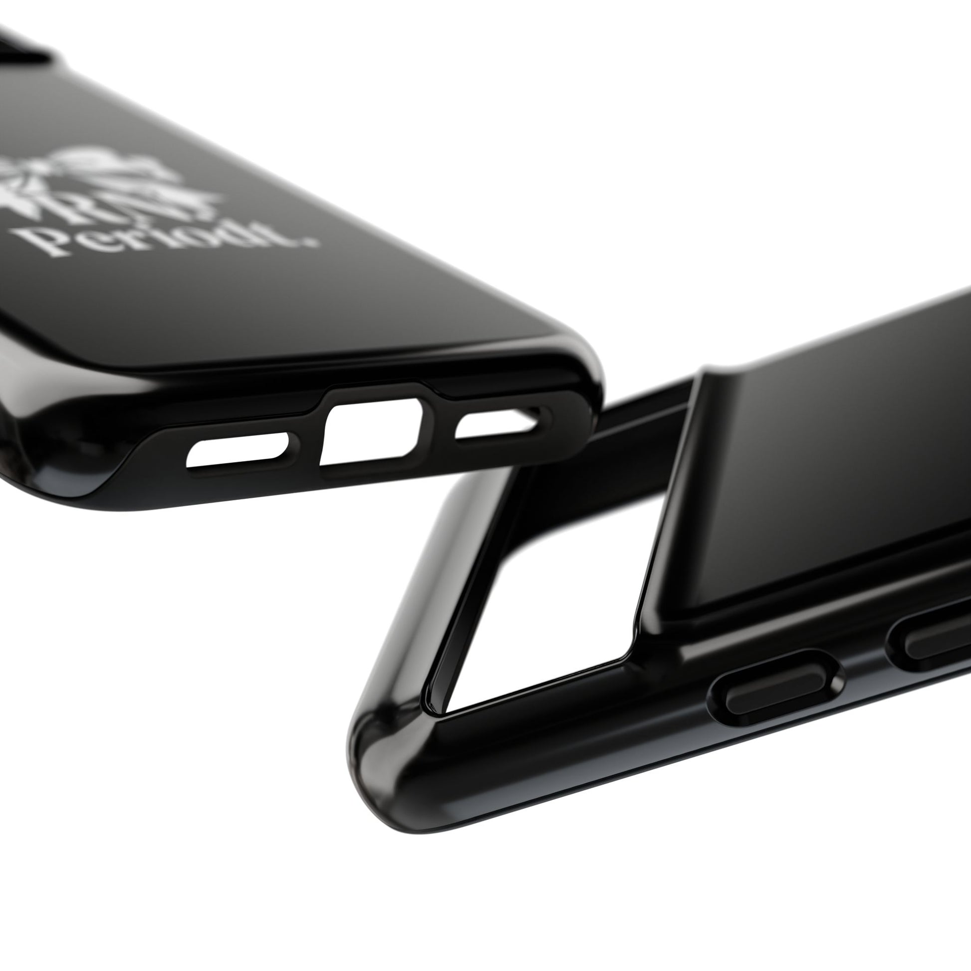 Front view of RN Phone Case with bold white bow print