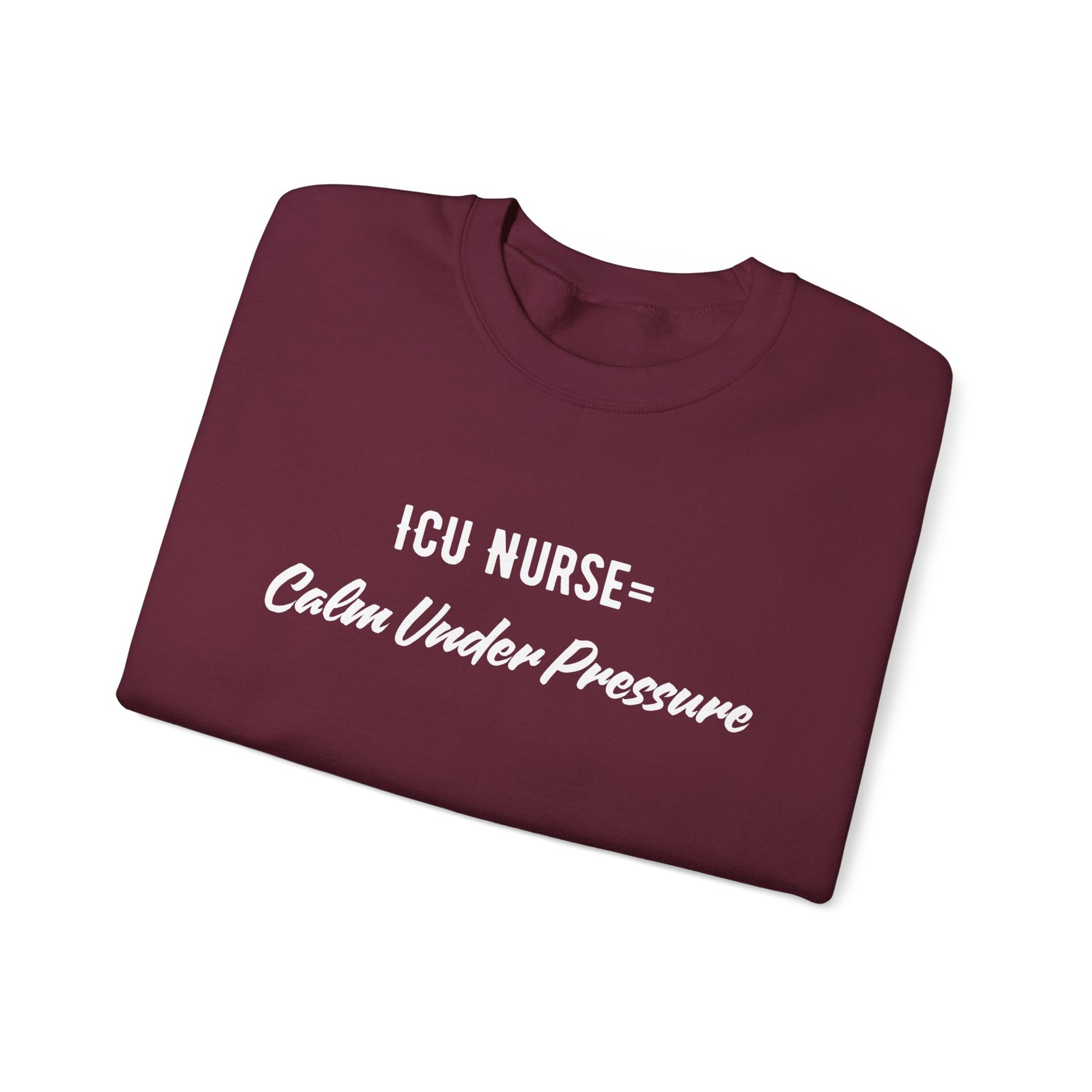 Side view of ICU Nurse Sweatshirt with ribbed collar
