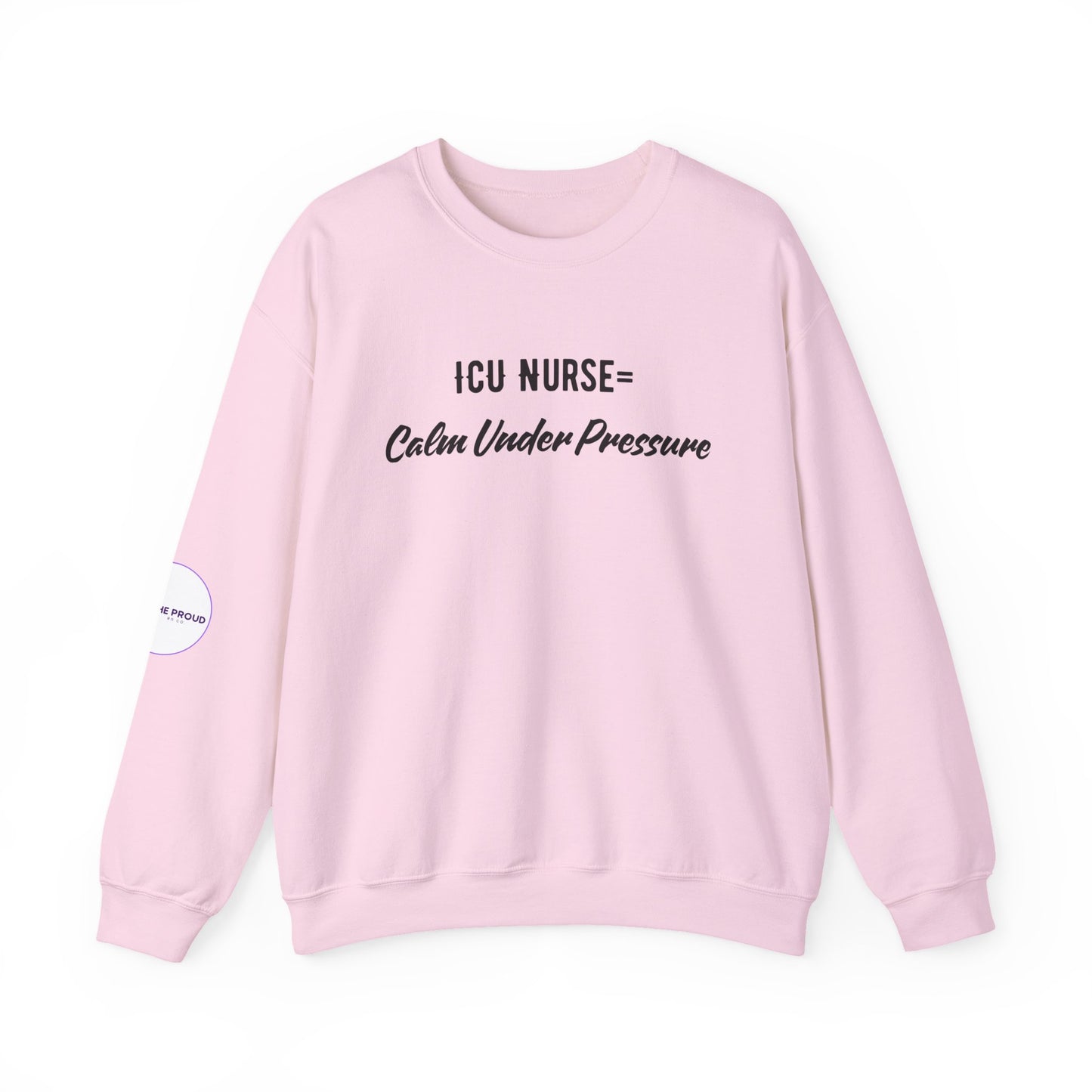 ICU Nurse Sweatshirt showing embroidered cuff detail