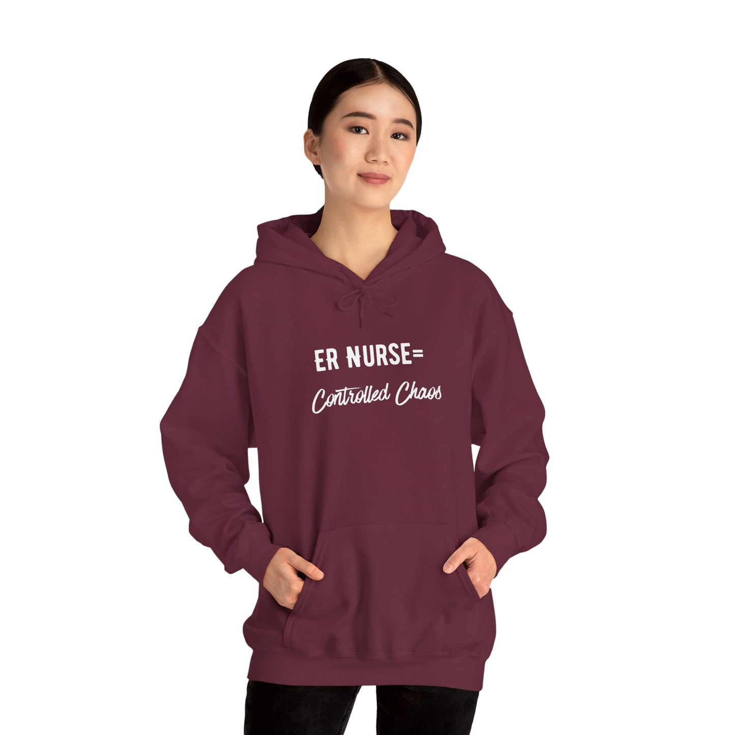 ER Nurse Hoodie clean design with color-matched drawcord