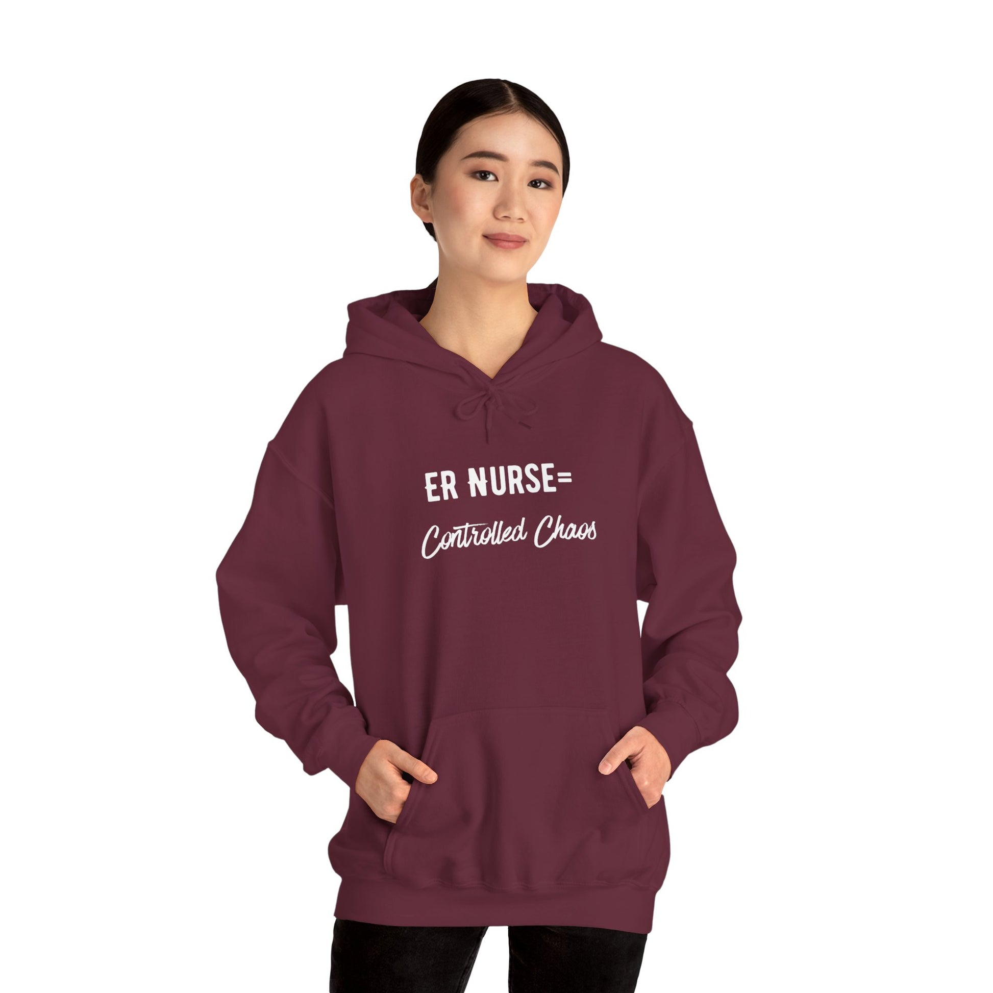 ER Nurse Hoodie clean design with color-matched drawcord