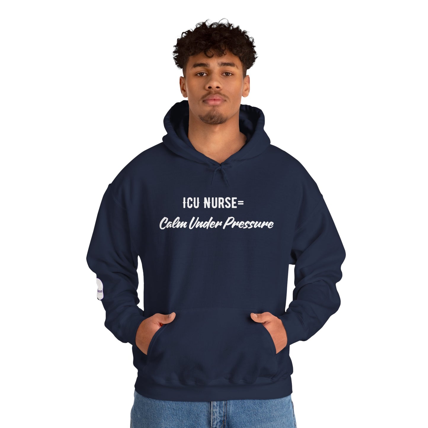 ICU Nurse Hoodie with calm under pressure quote design