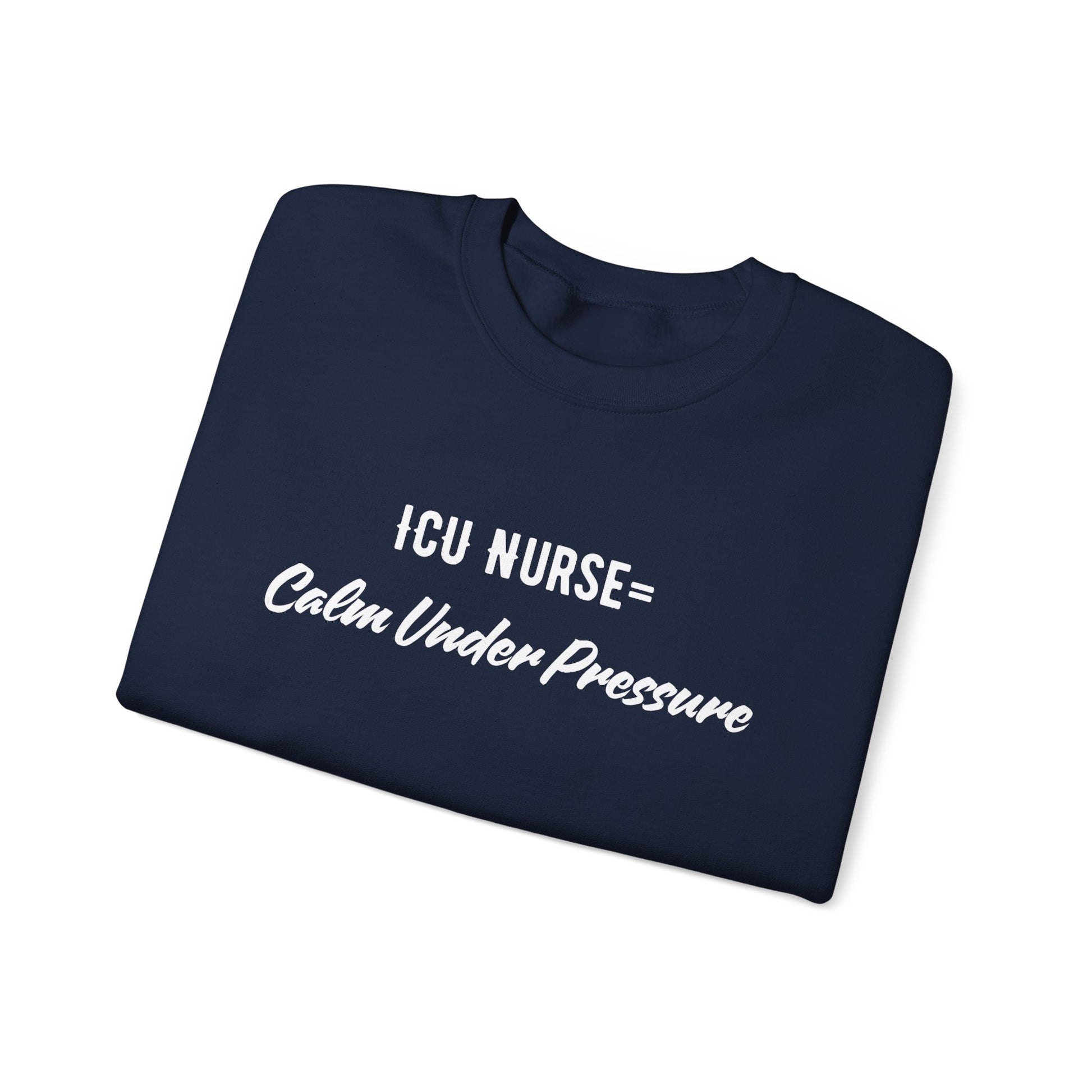 Side view of ICU Nurse Sweatshirt with ribbed collar