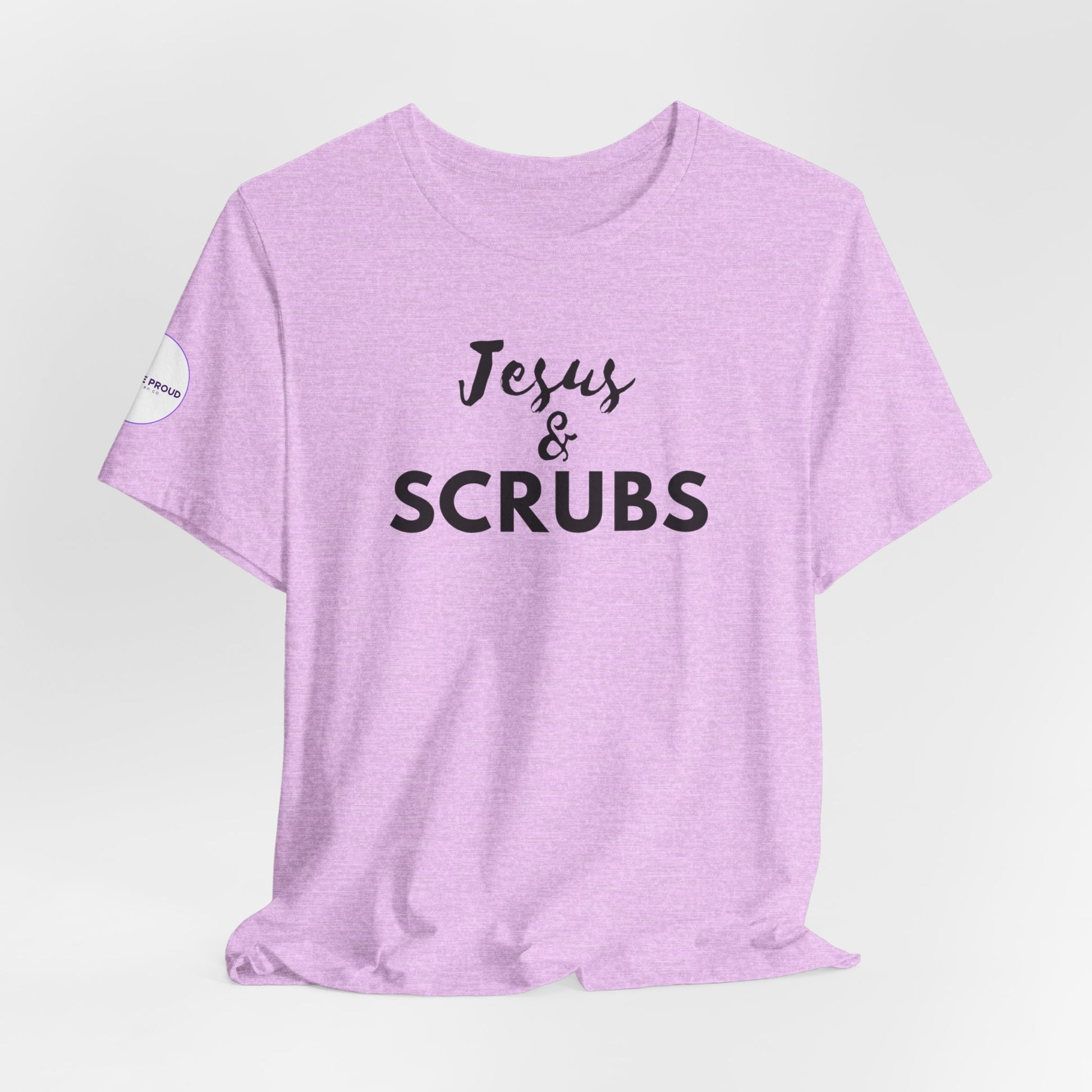 Jesus and Scrubs Nurse T-Shirt showing sleeve print detail