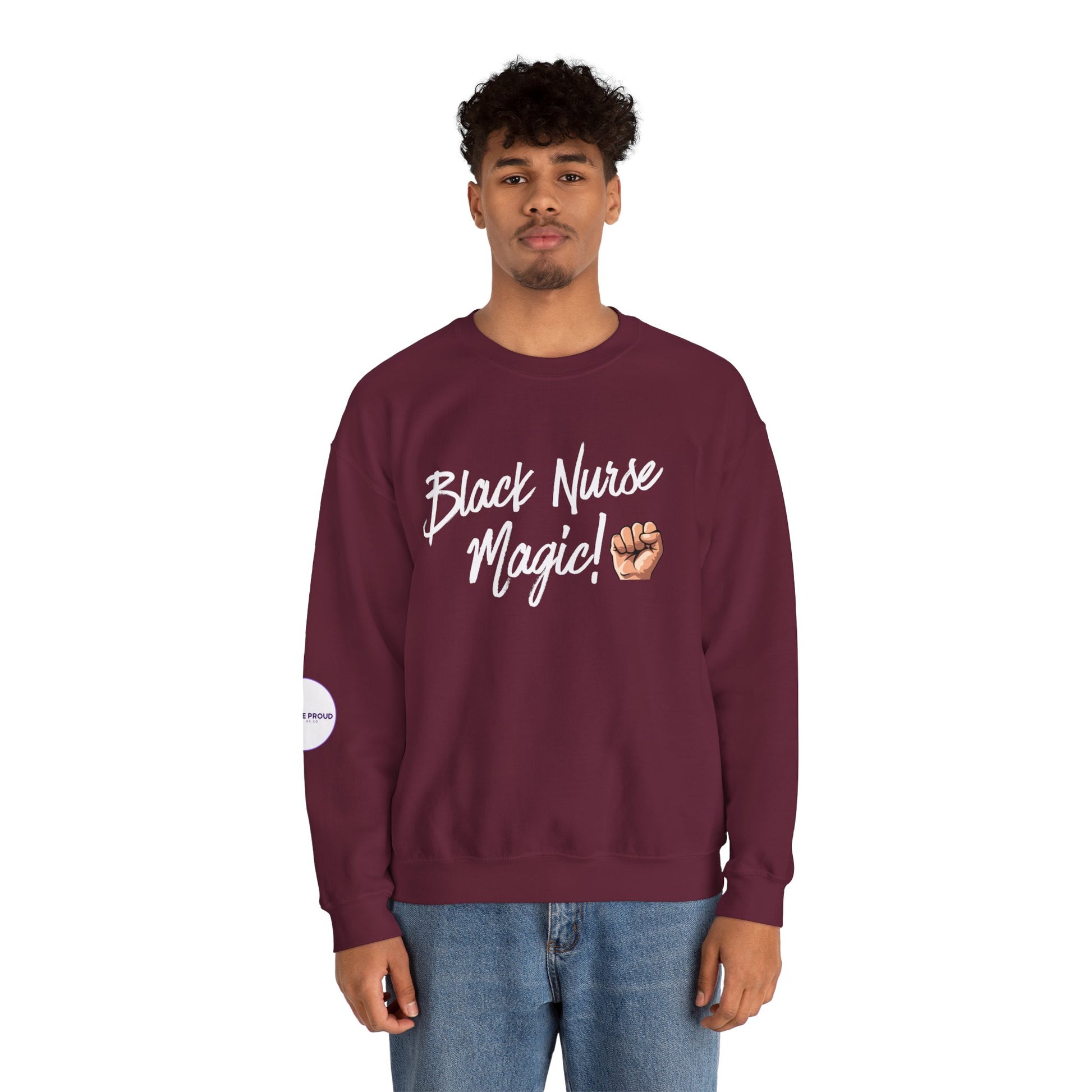 Back view of Black Nurse Sweatshirt with double-needle stitching
