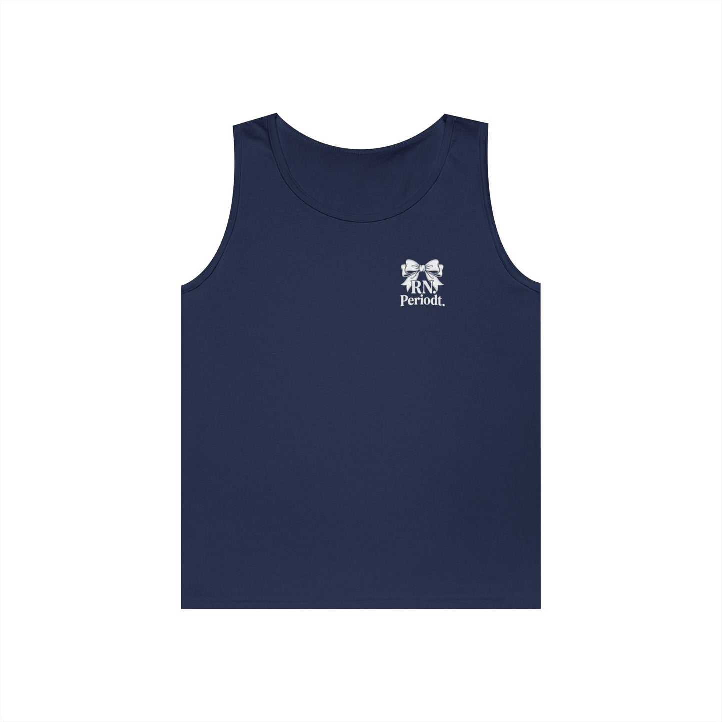 Back view of Bow Logo Tank Top with clean simple silhouette