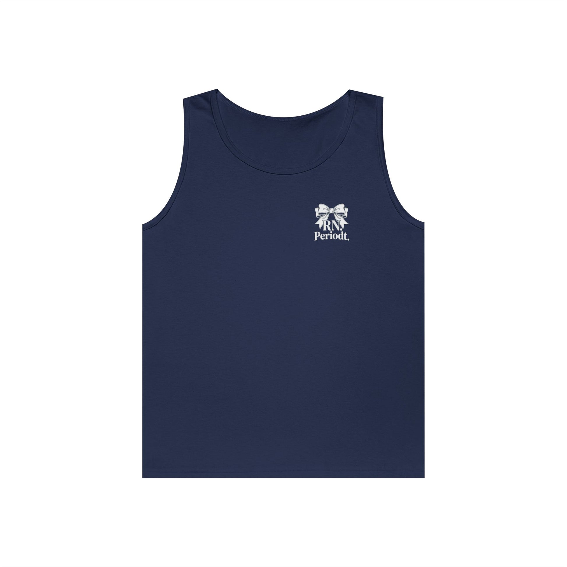 Back view of Bow Logo Tank Top with clean simple silhouette