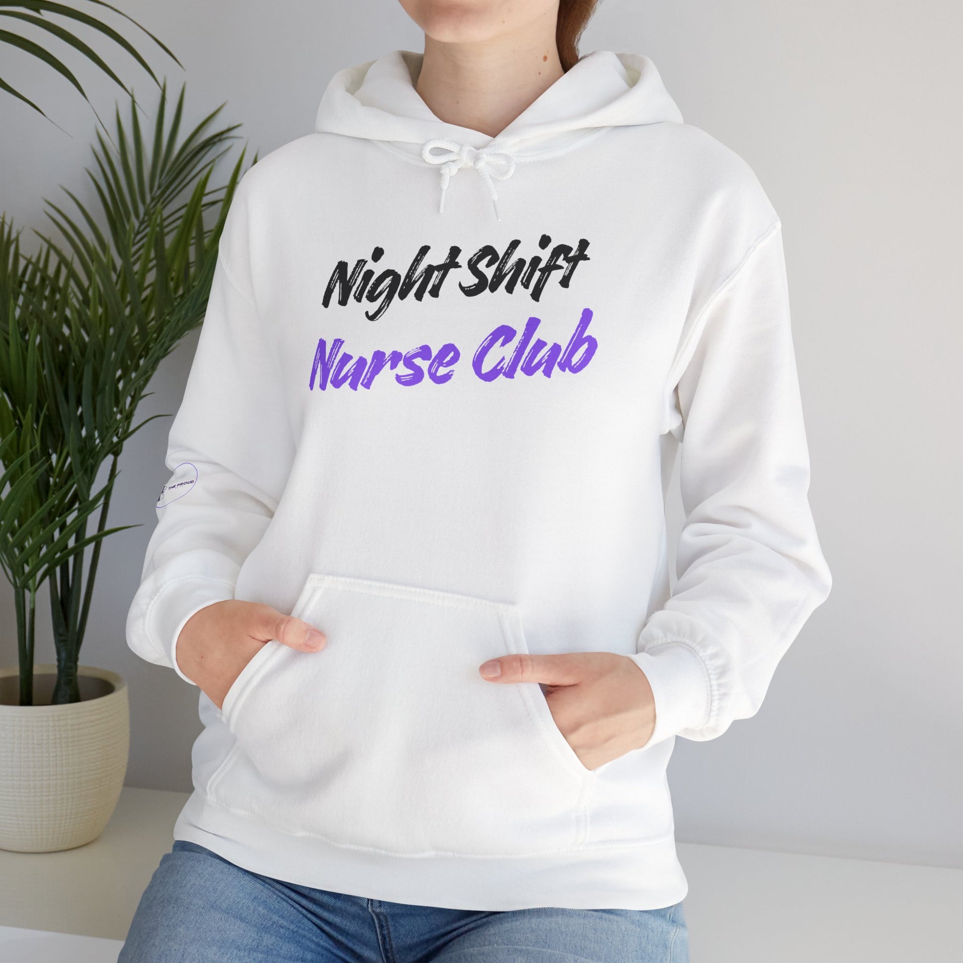 Night Shift Nurse Club Hoodie with hood and pocket cozy nurse apparel