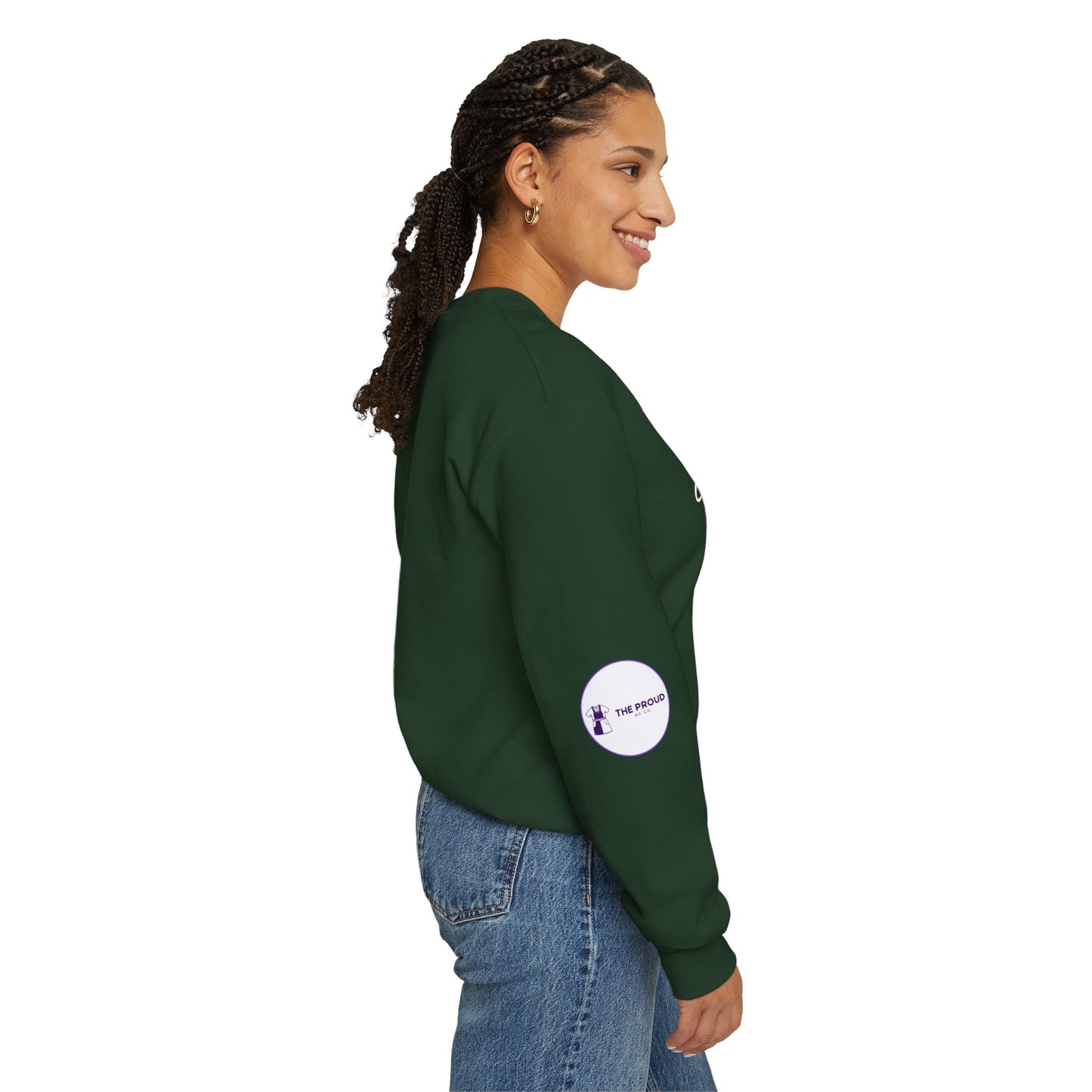Side view of ICU Nurse Sweatshirt with ribbed collar