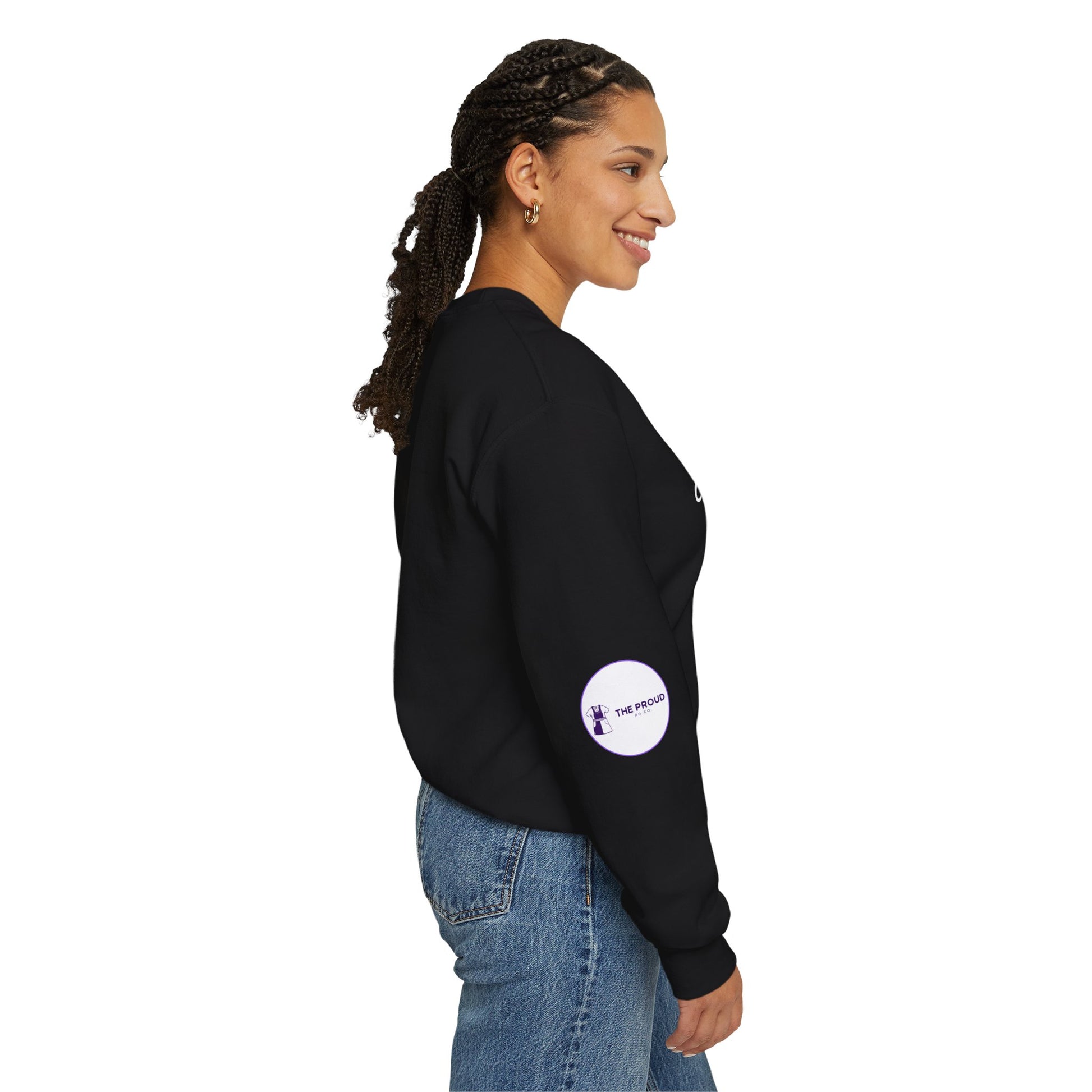 ICU Nurse Sweatshirt in low-key staff gathering setting