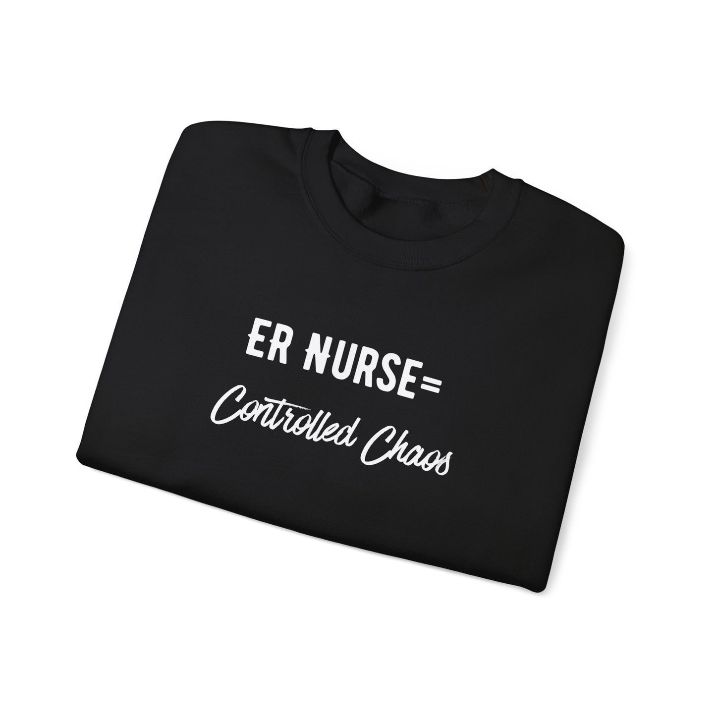 ER Nurse Sweatshirt close-up of embroidered text detail