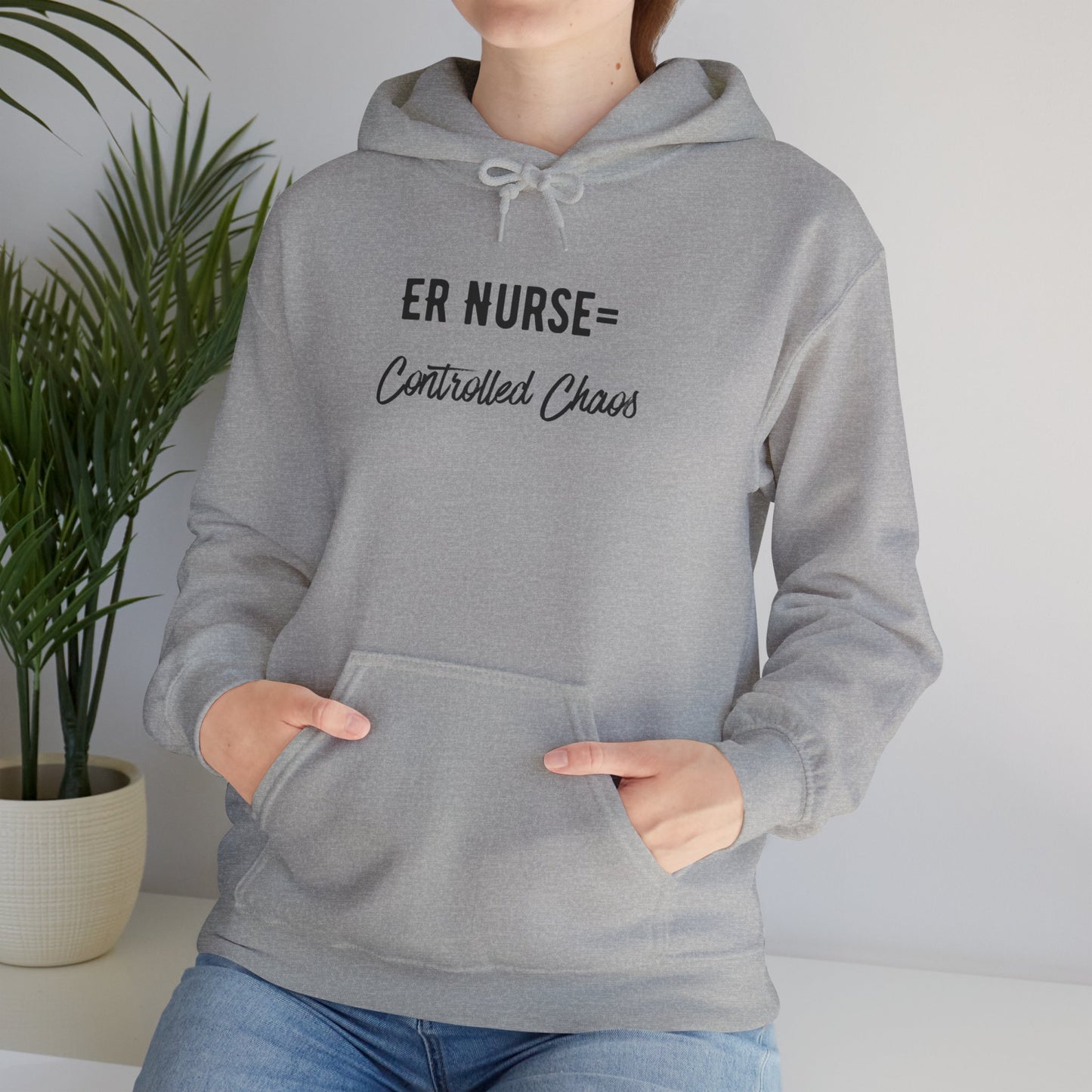 ER Nurse Hoodie clean design with color-matched drawcord