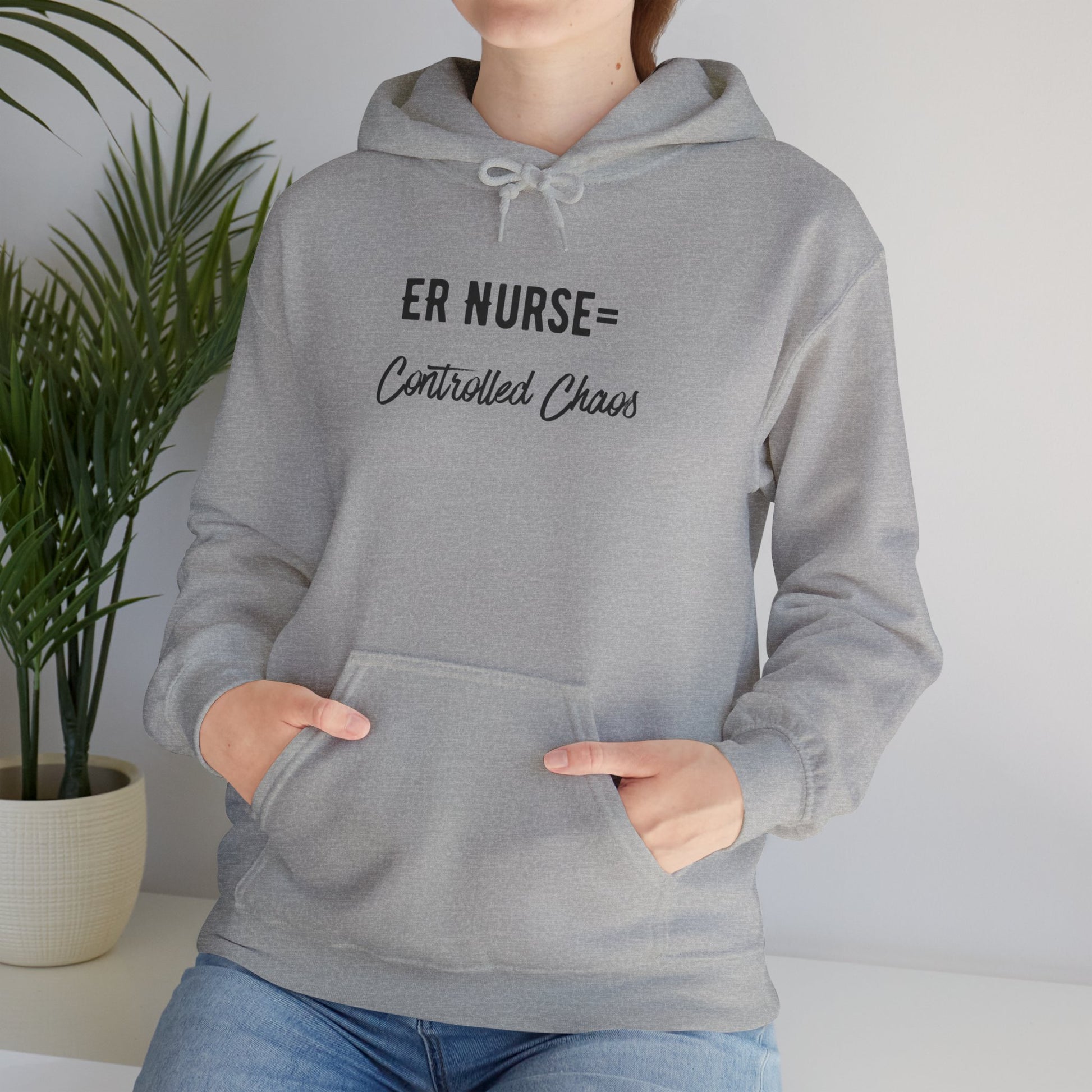 ER Nurse Hoodie clean design with color-matched drawcord