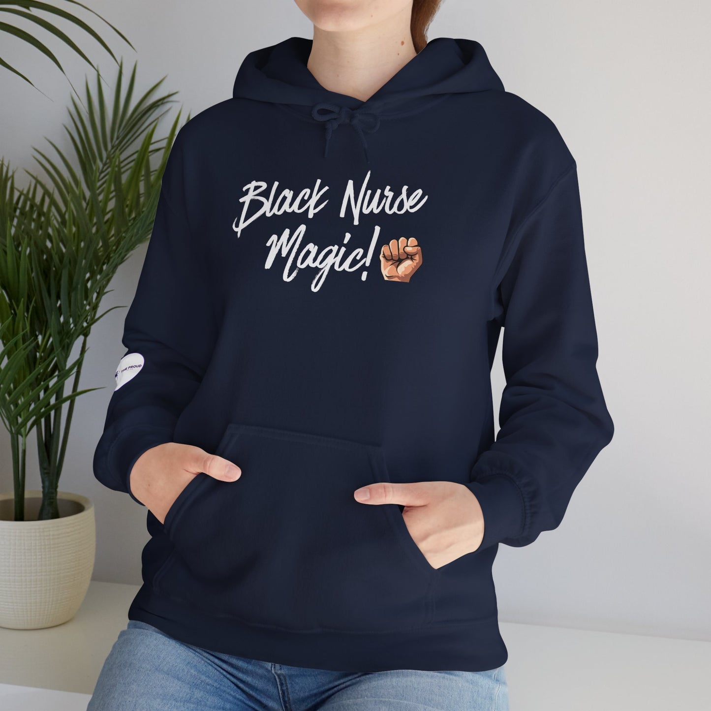 Black Nurse Magic Hoodie cozy fleece pullover for nurses