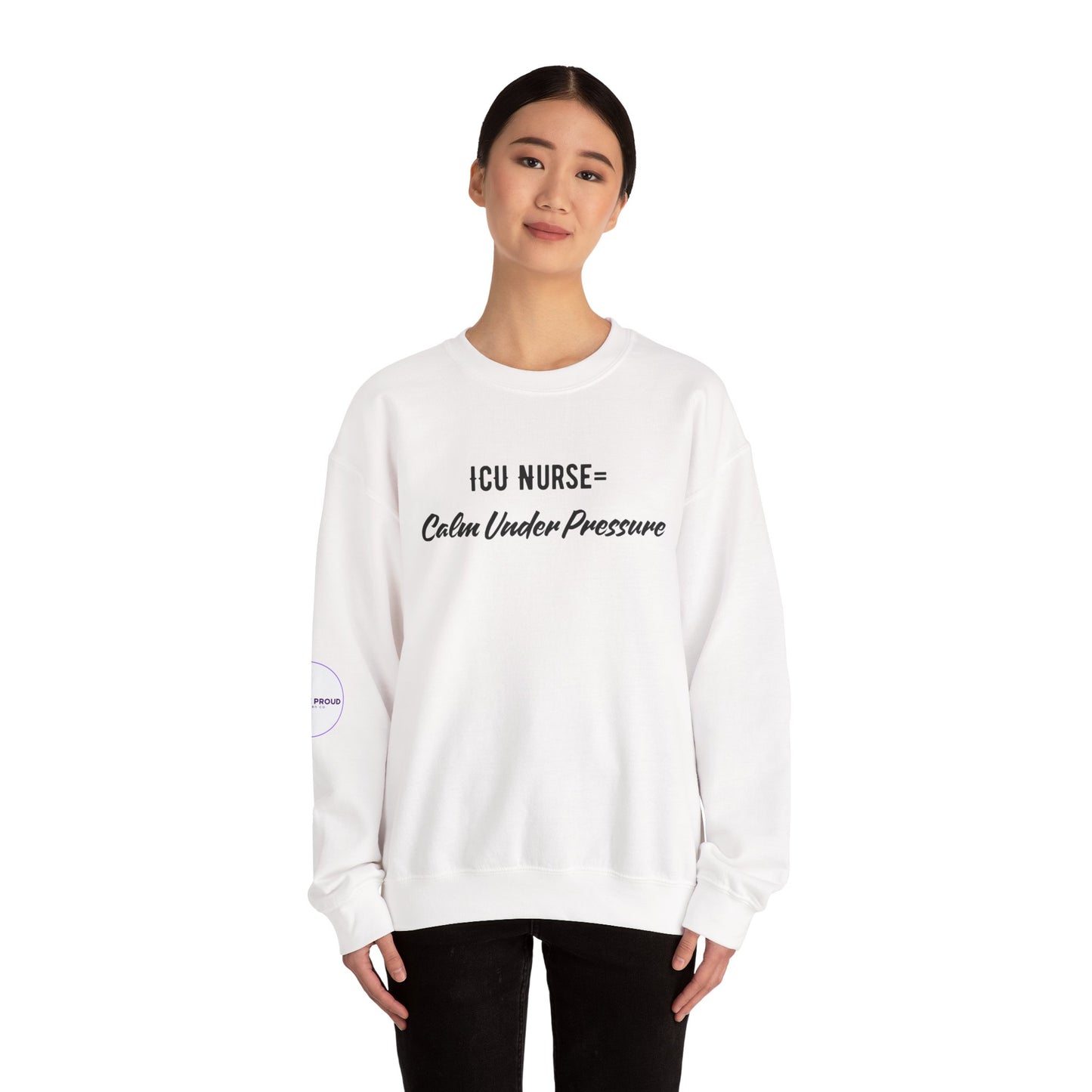 ICU Nurse Sweatshirt worn by nurse between shifts