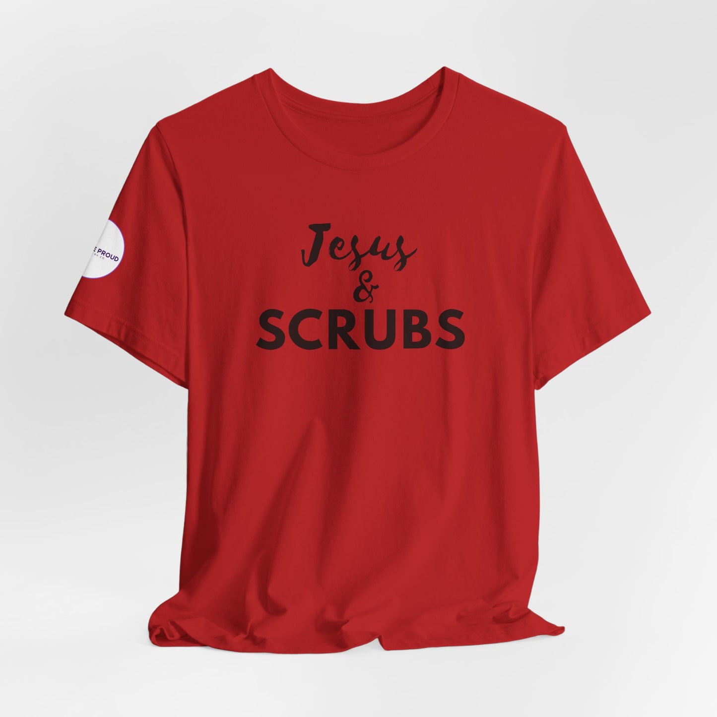 Jesus and Scrubs Nurse T-Shirt showing sleeve print detail