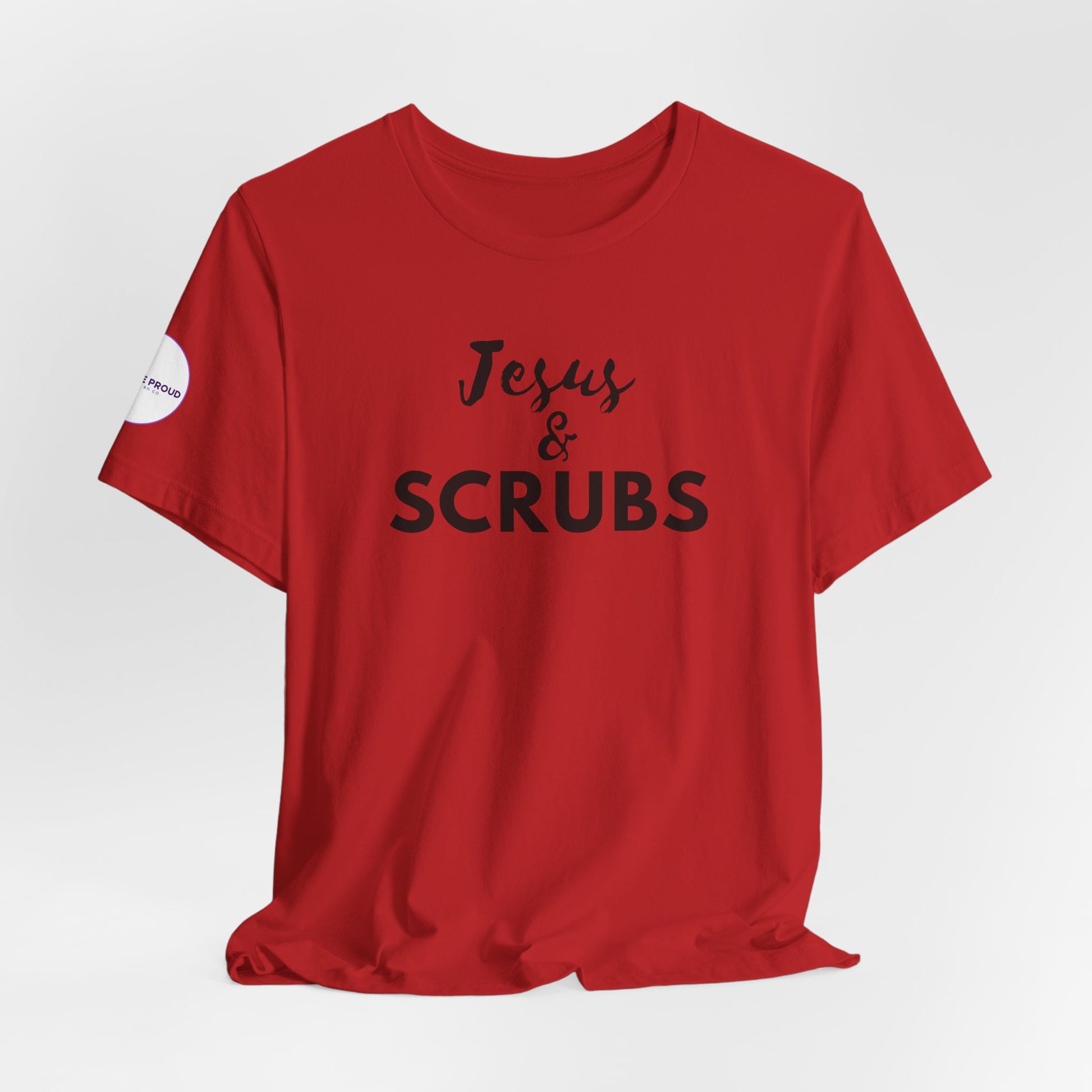Jesus and Scrubs Nurse T-Shirt showing sleeve print detail