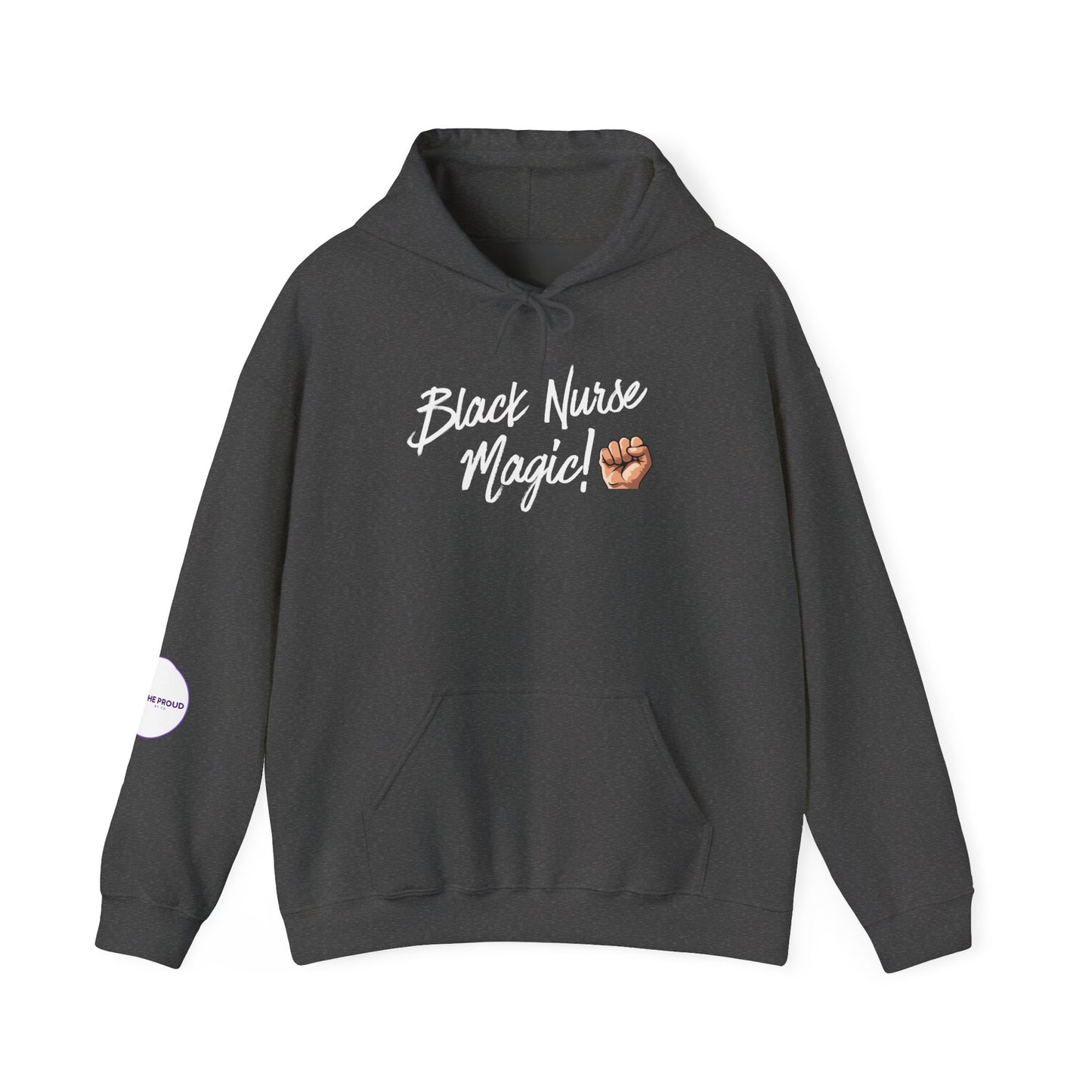 Black Nurse Magic Hoodie close-up of graphic print detail