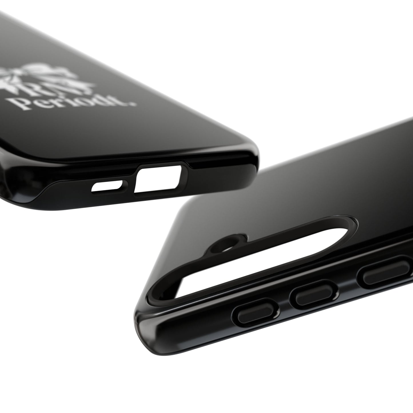 Front view of RN Phone Case with bold white bow print