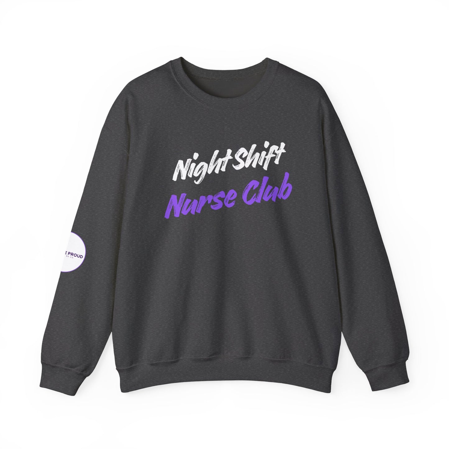 Back view of Night Shift Nurse Sweatshirt with tubular knit construction