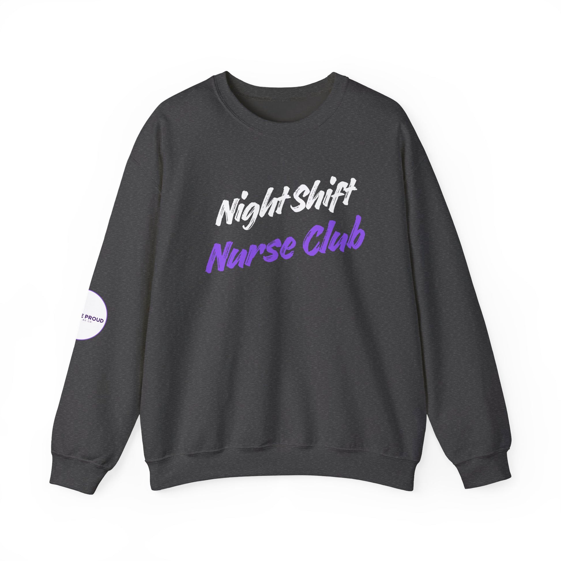 Back view of Night Shift Nurse Sweatshirt with tubular knit construction