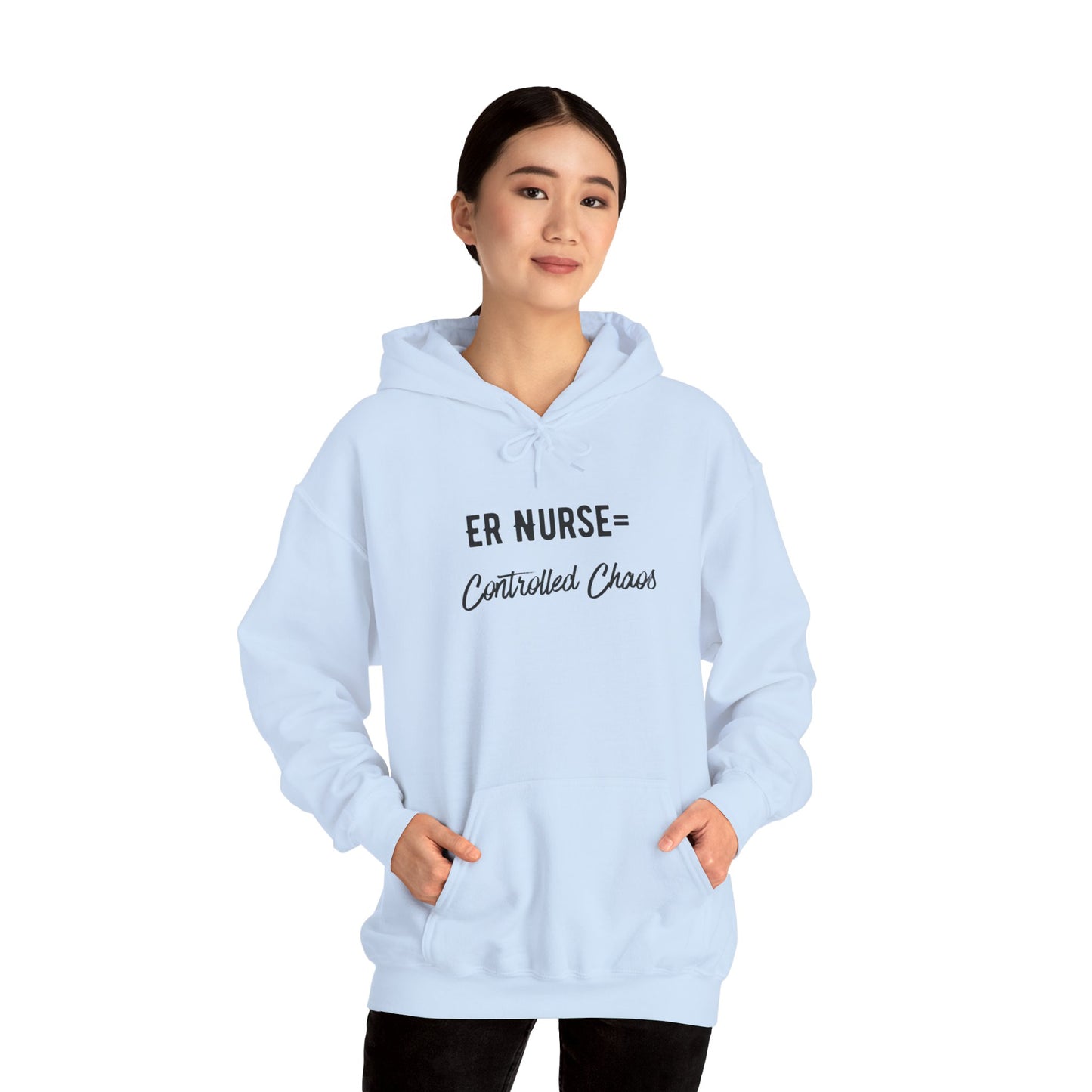 ER Nurse Hoodie clean design with color-matched drawcord