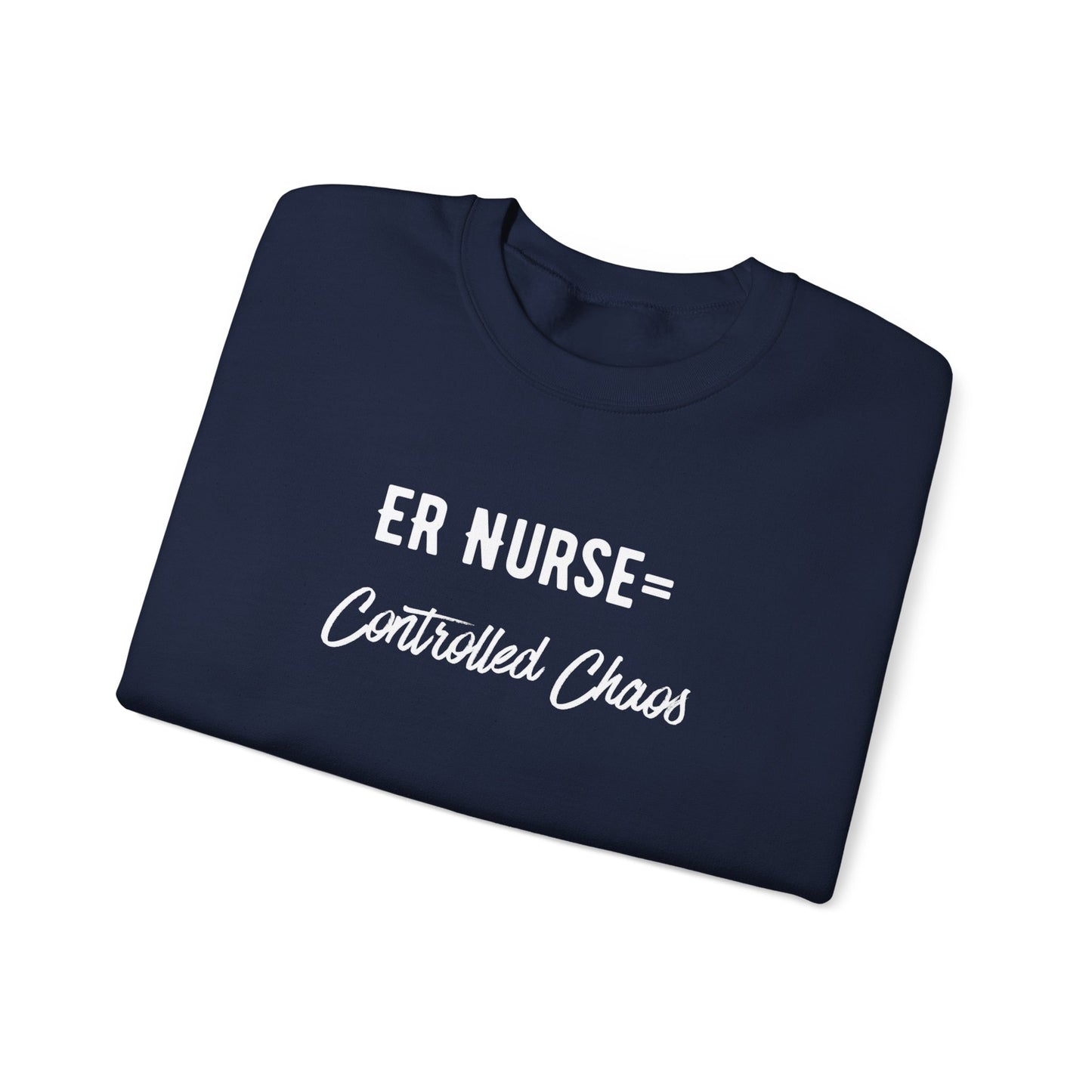 ER Nurse Sweatshirt close-up of embroidered text detail