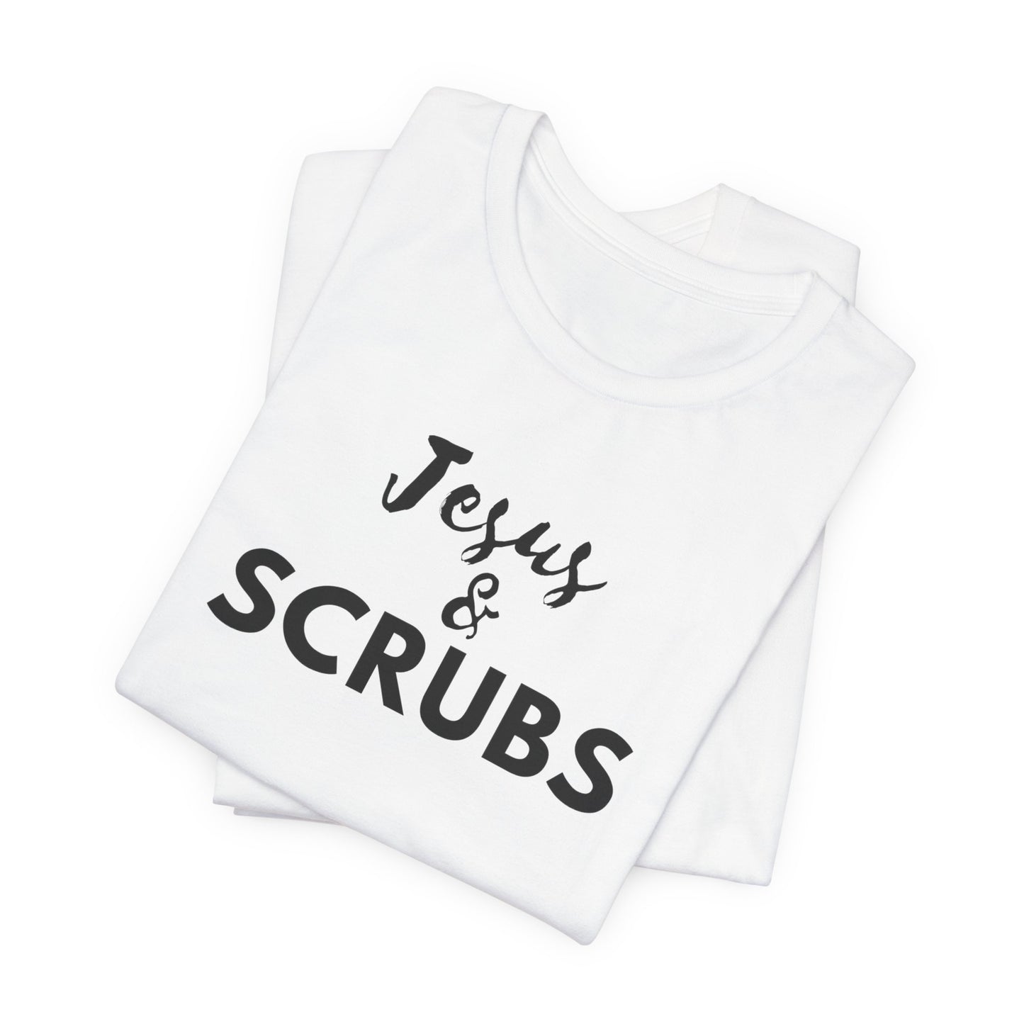 Jesus and Scrubs Nurse T-Shirt showing sleeve print detail