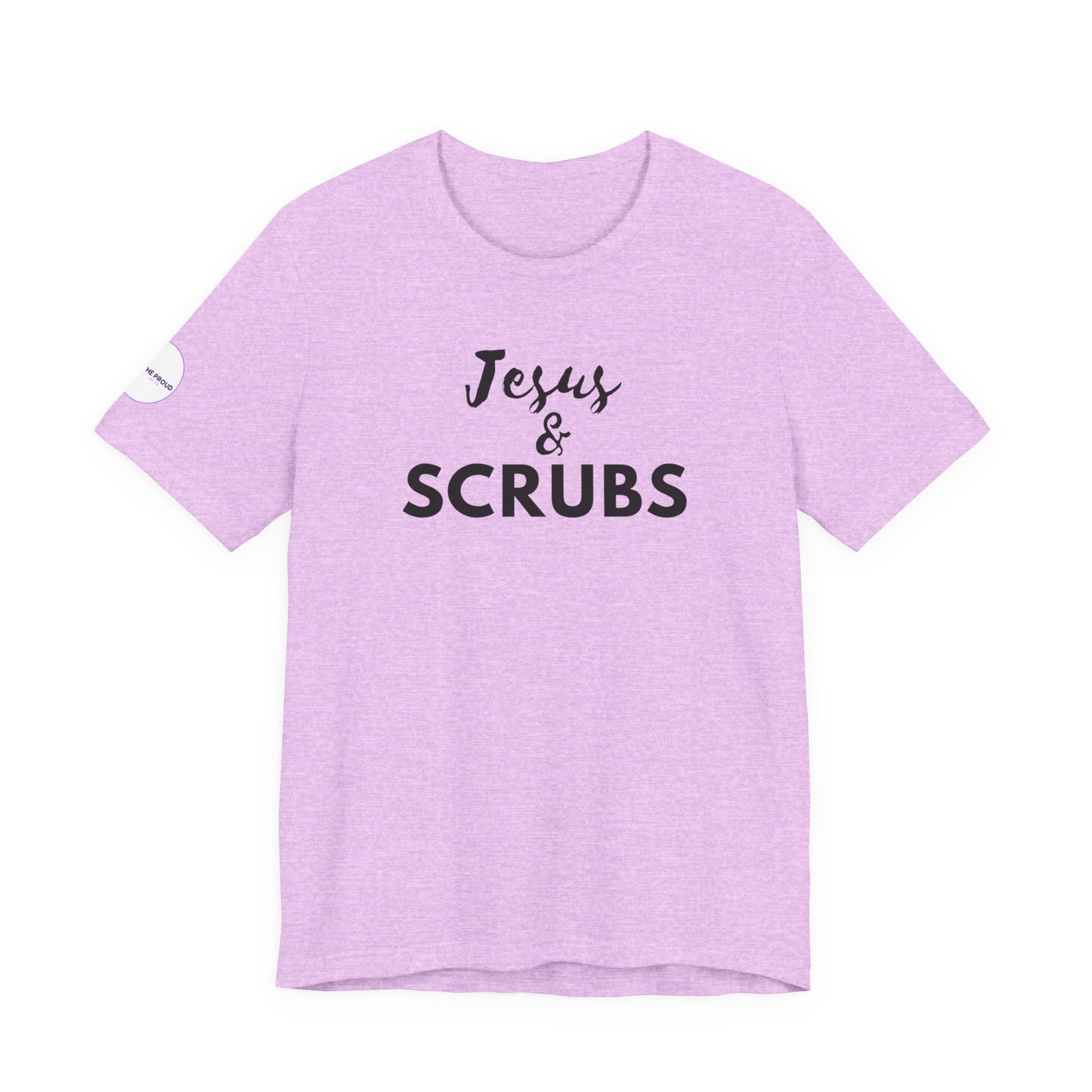 Jesus and Scrubs Nurse T-Shirt showing sleeve print detail