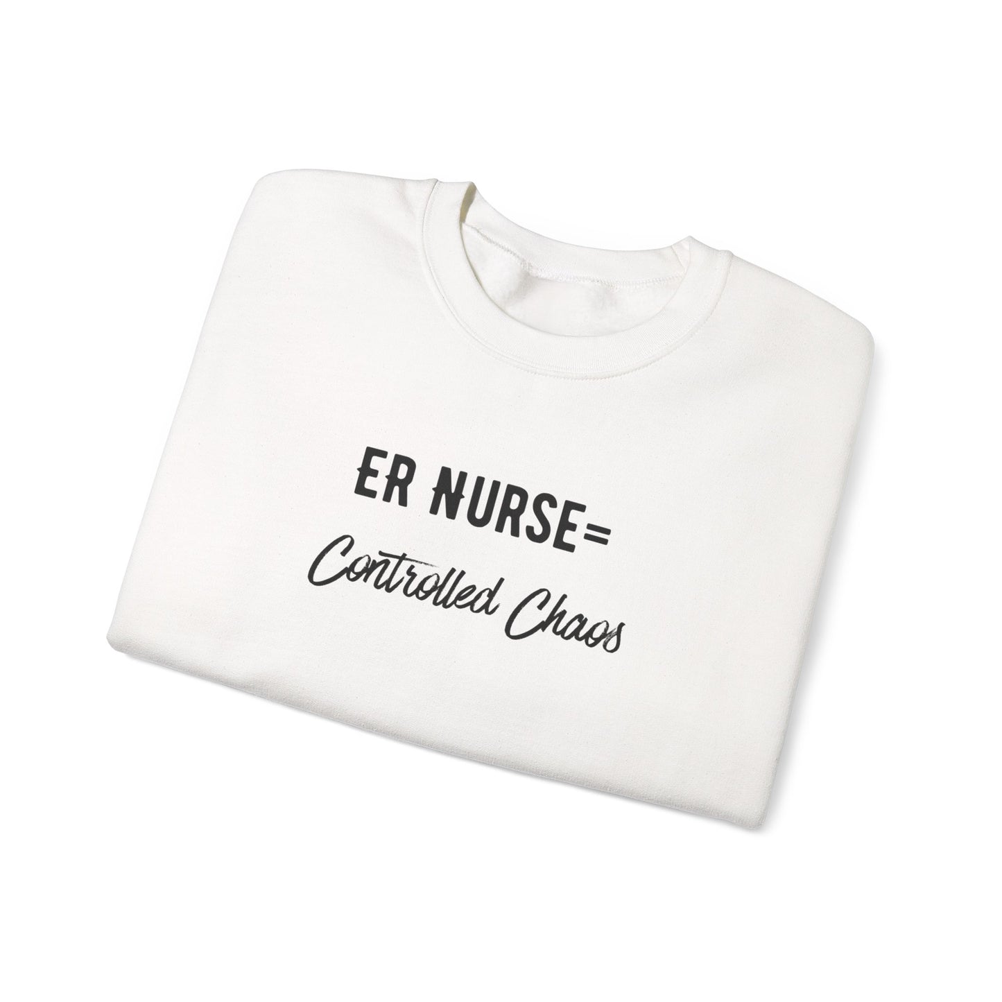 ER Nurse Sweatshirt close-up of embroidered text detail